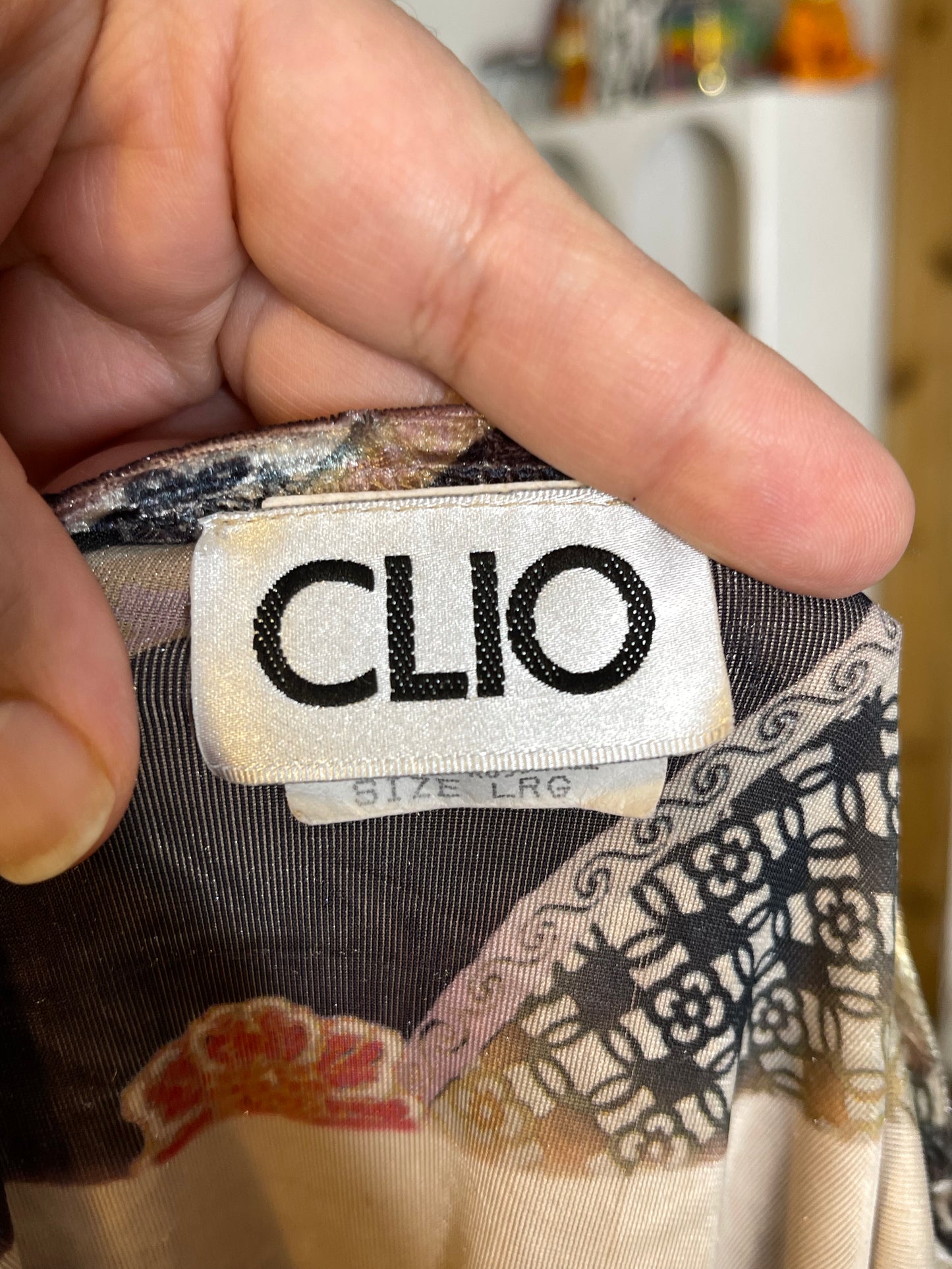 Vintage Crushed Velvet Floral Wide Sleeve Top Sz L