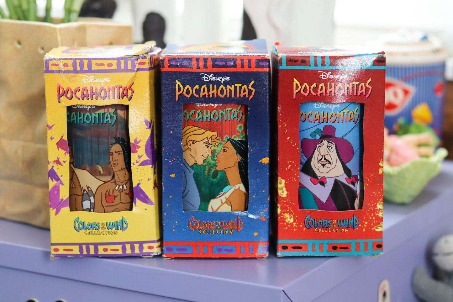 Vintage 90s Pocahontas Burger King 3pc Cup Set