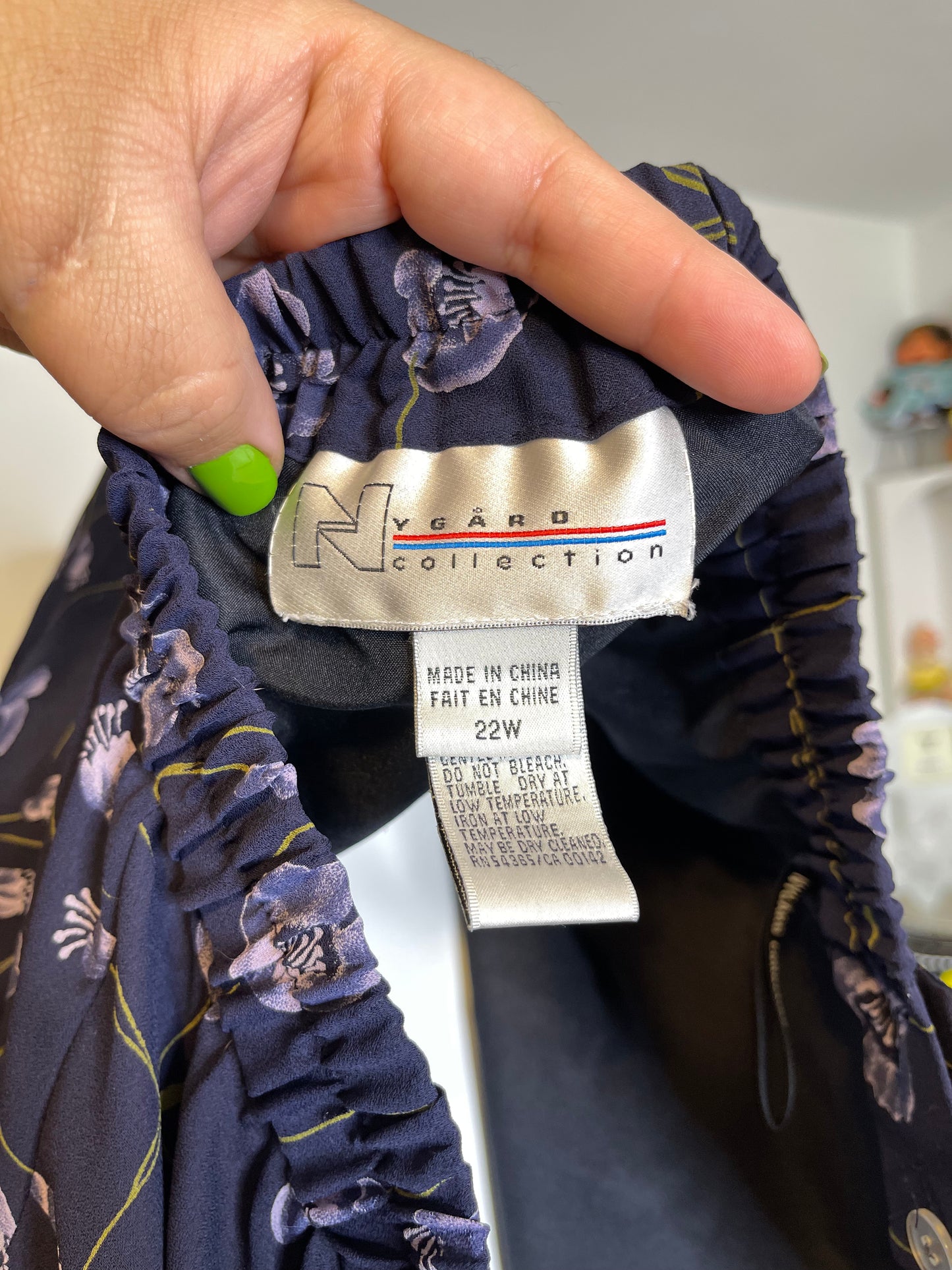 Vintage Plus Size Navy Blue Flower Print Maxi Skirt Sz 20W/22W