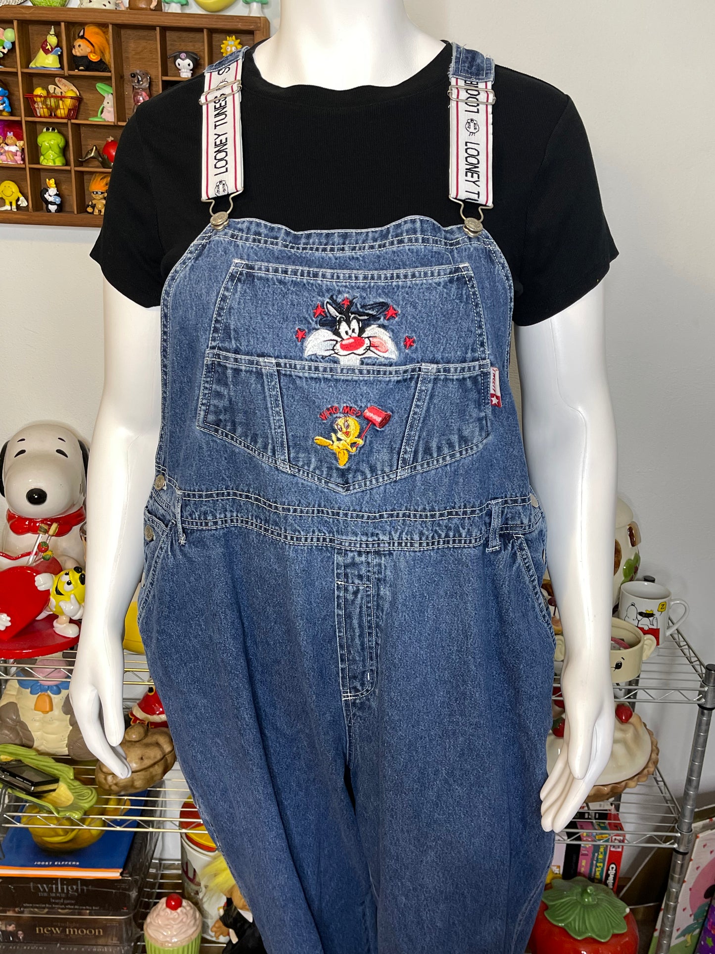 Vintage Plus Size Tweety & Sylvester Embroidered Denim Overalls Sz 22W/24W