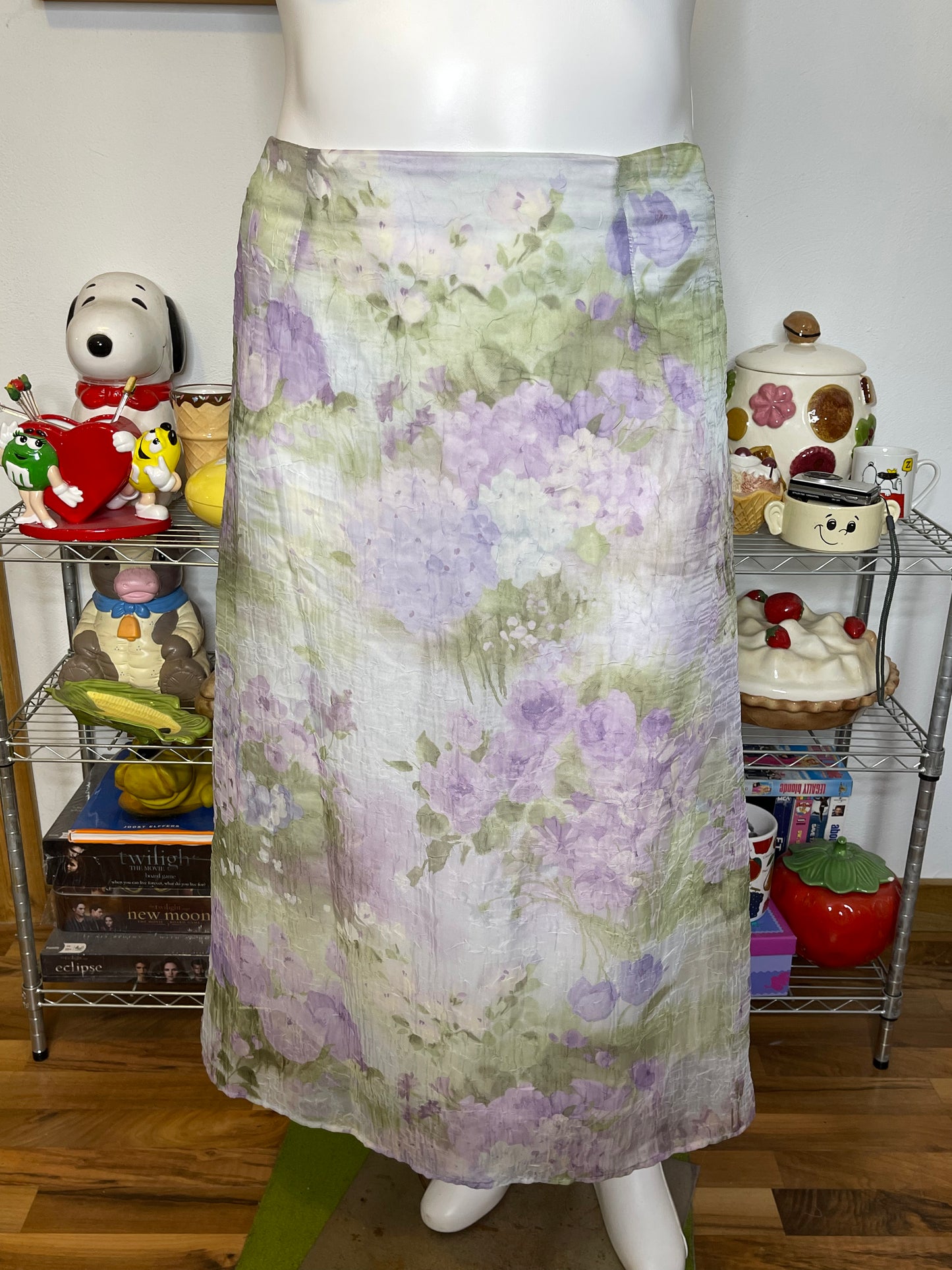 2000s Purple Floral Watercolor Maxi Skirt Sz L