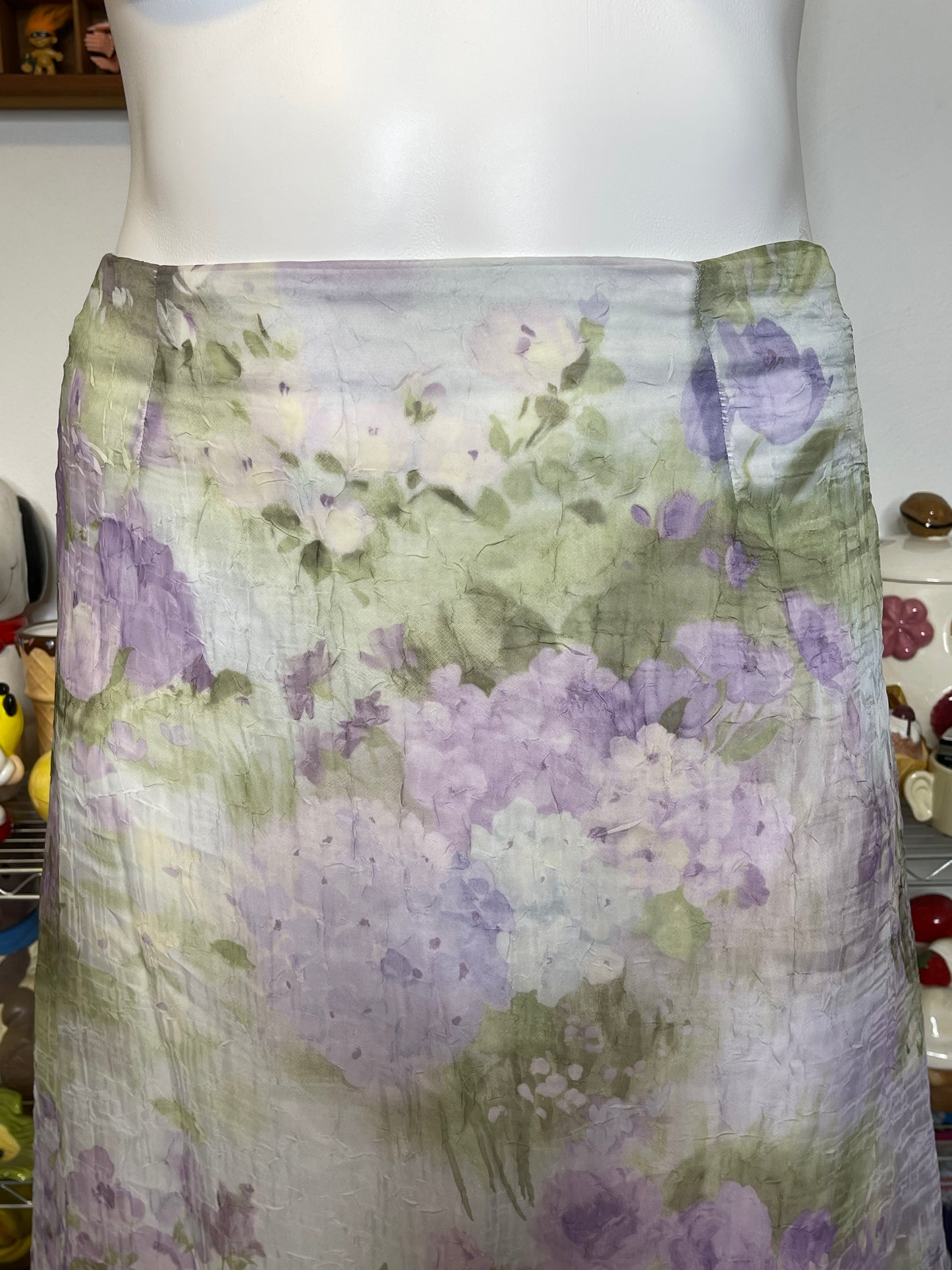 2000s Purple Floral Watercolor Maxi Skirt Sz L