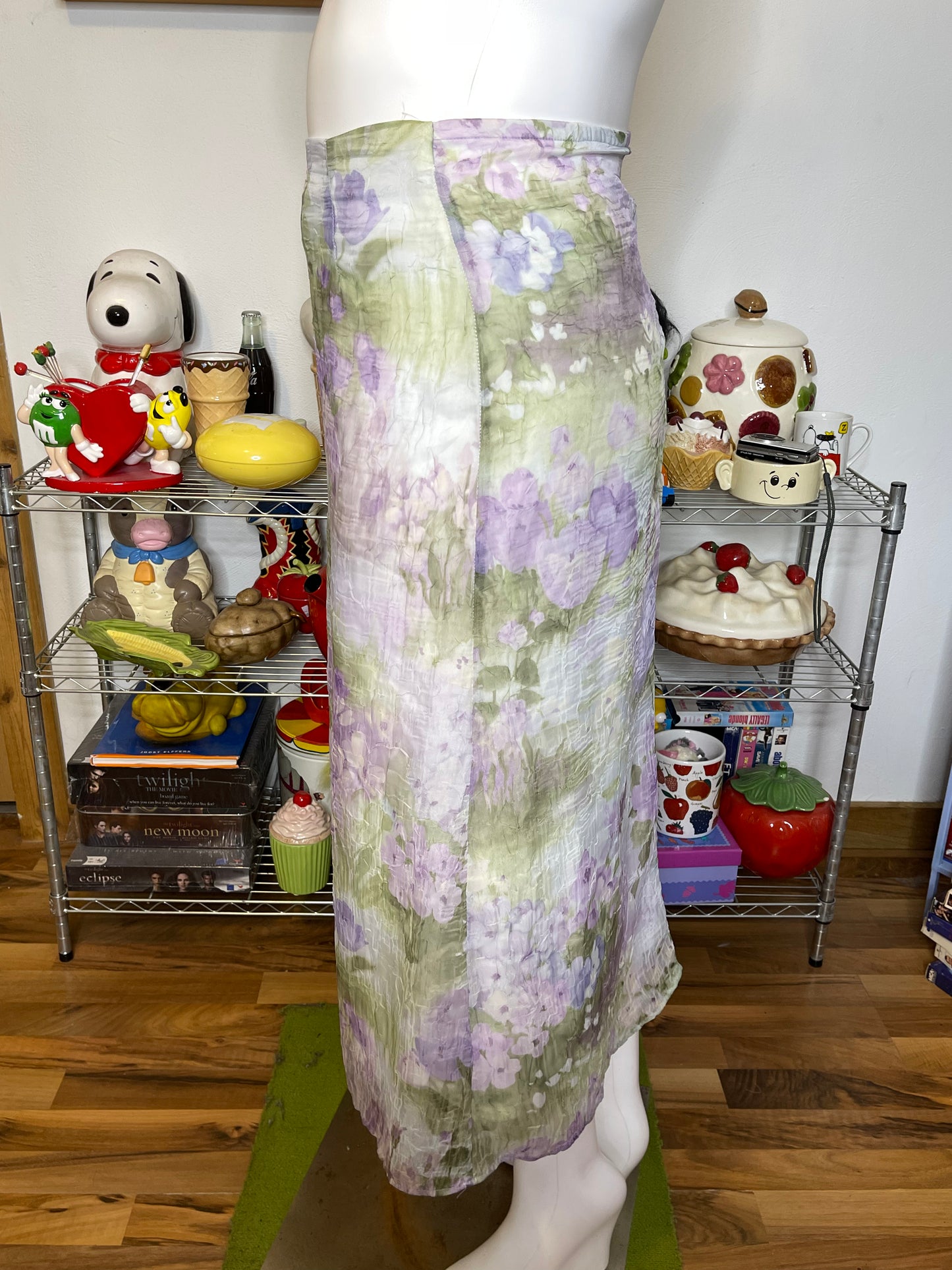 2000s Purple Floral Watercolor Maxi Skirt Sz L