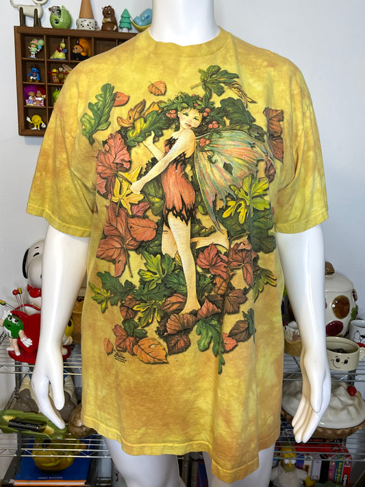 Vintage 2000s The Autumn Leaf Fairy Tie-Dye Graphic Tee Sz XXL