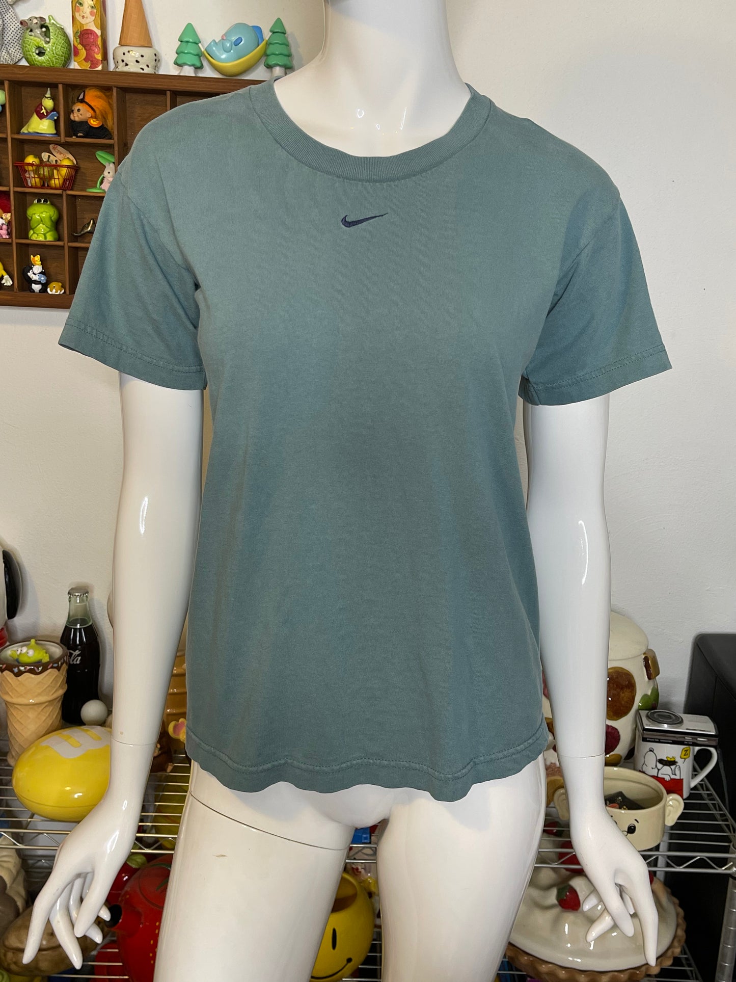 Vintage 90s Stone Blue Green Nike Swoosh Tee Sz M