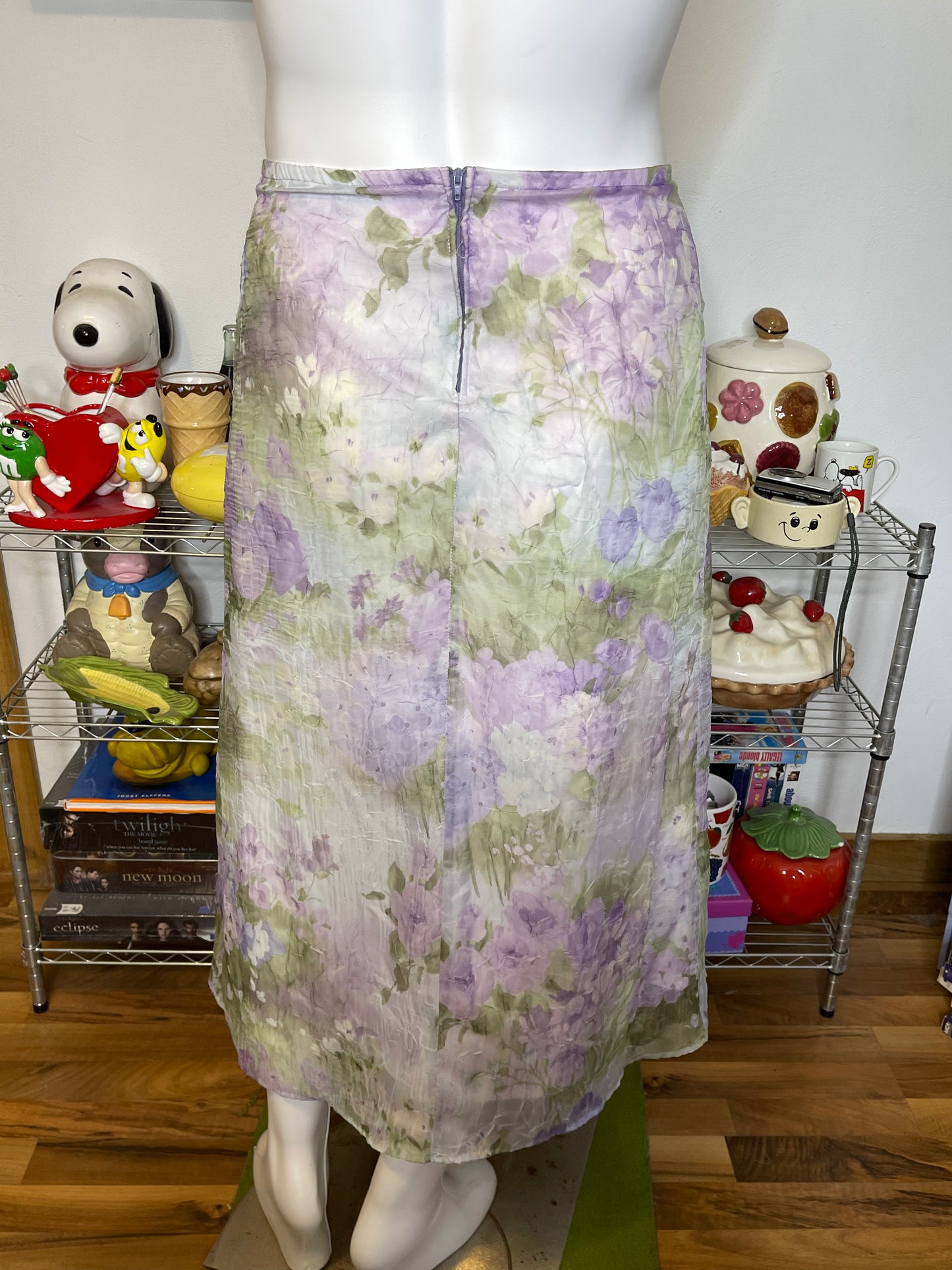 2000s Purple Floral Watercolor Maxi Skirt Sz L