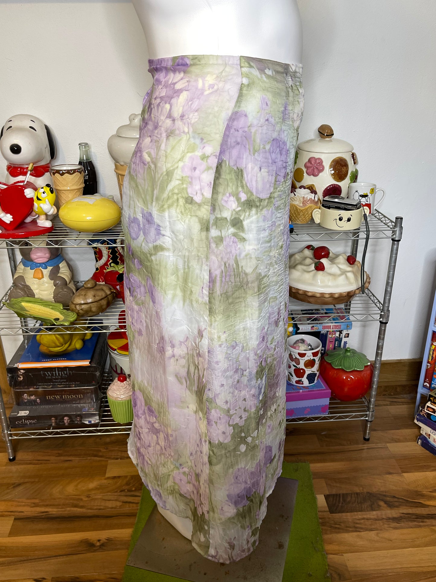 2000s Purple Floral Watercolor Maxi Skirt Sz L