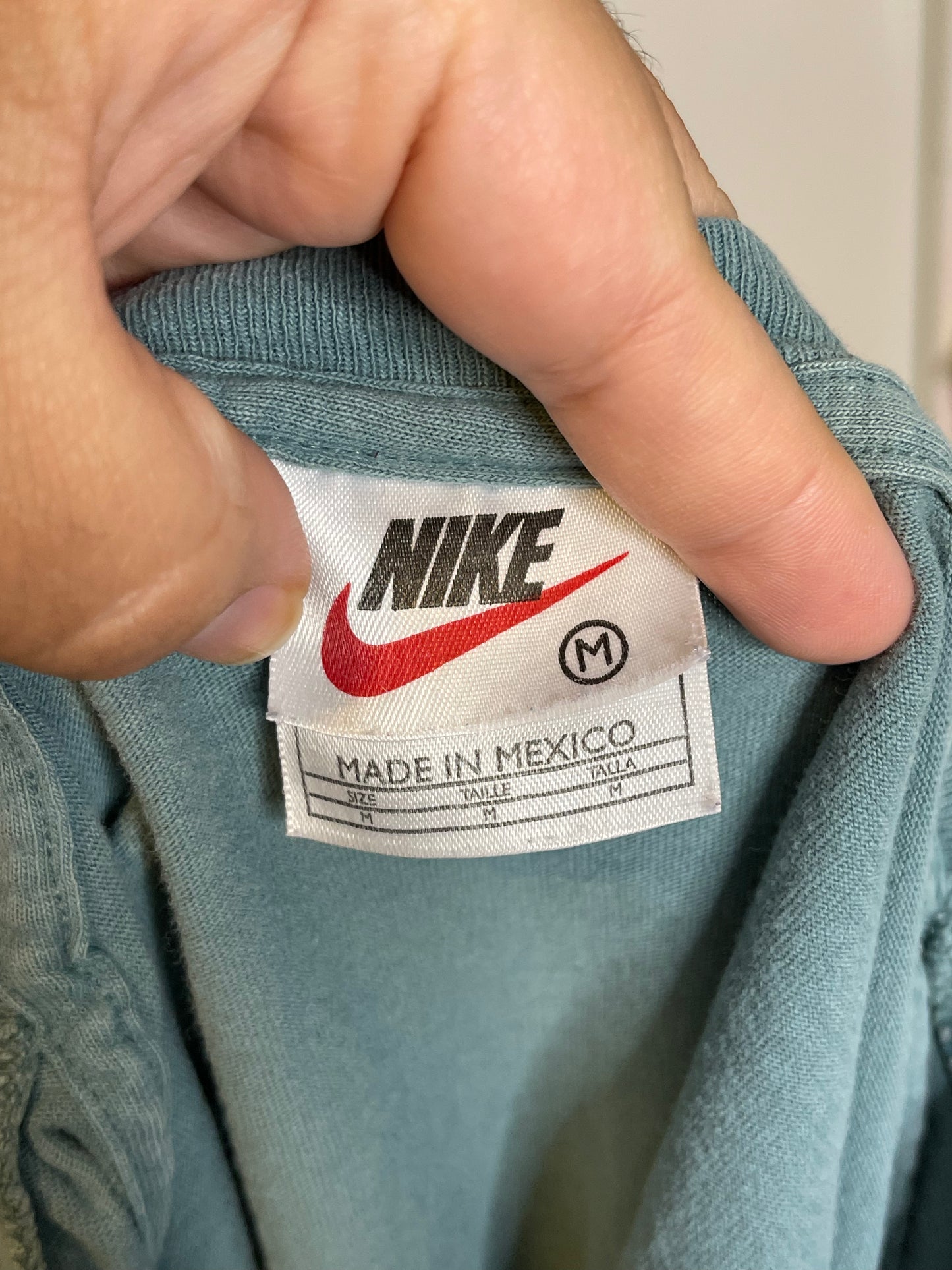 Vintage 90s Stone Blue Green Nike Swoosh Tee Sz M