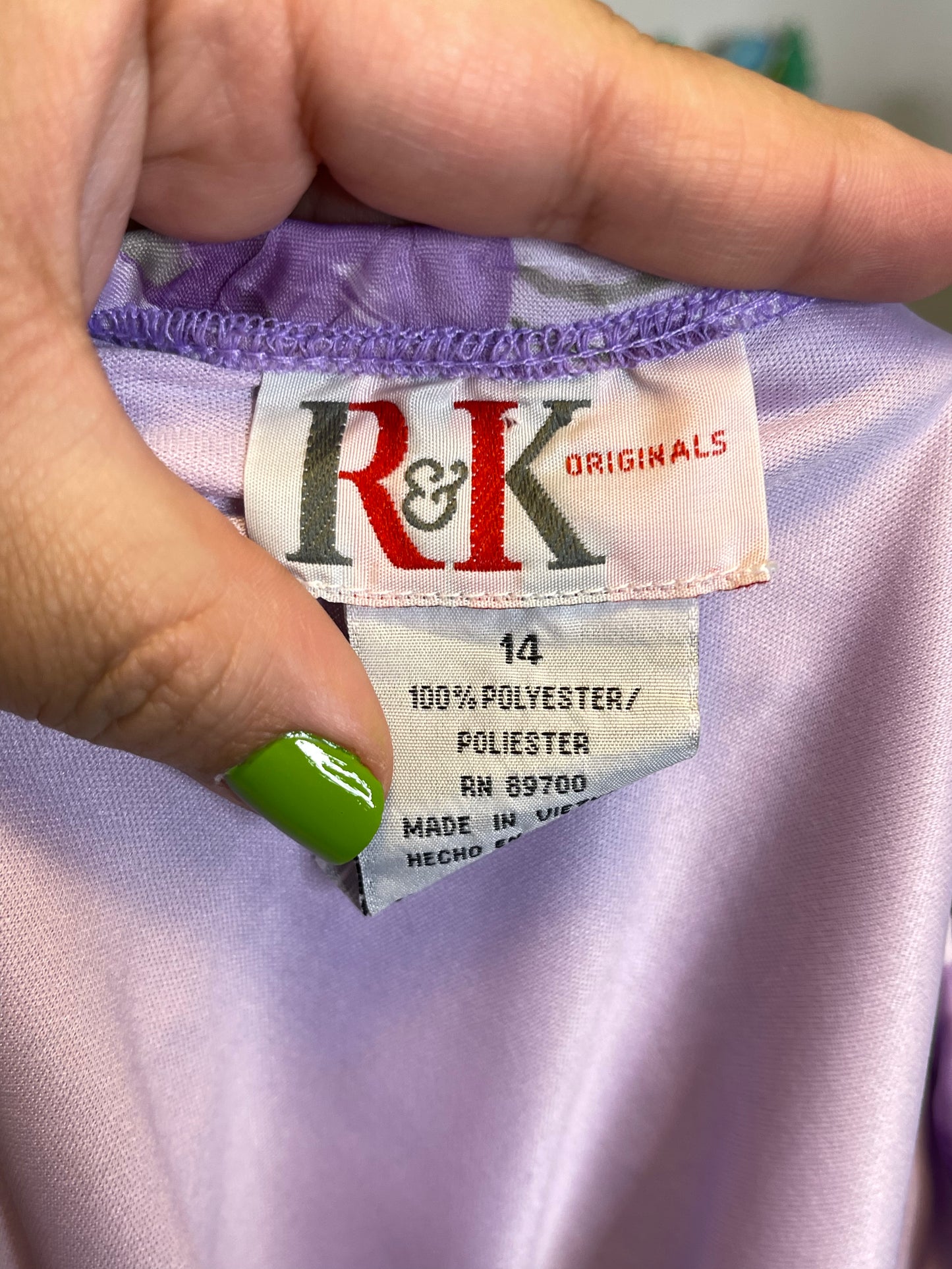 Vintage Purple Crinkly Sheer Floral Midi Skirt Sz 14 XL