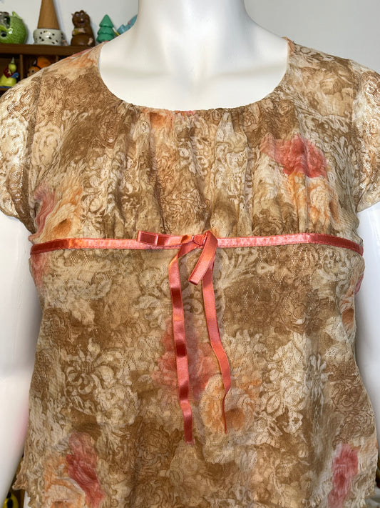 2000s Fairy Lace Top With Bow Sz L/XL