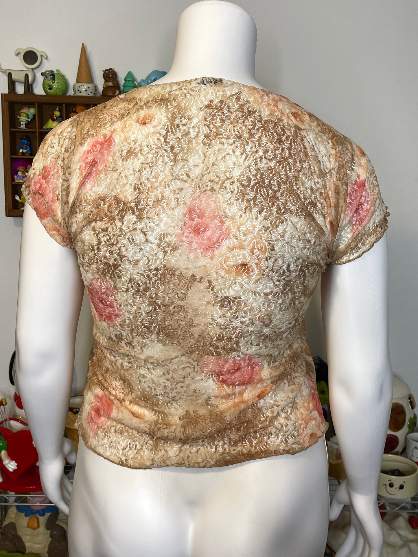 2000s Fairy Lace Top With Bow Sz L/XL