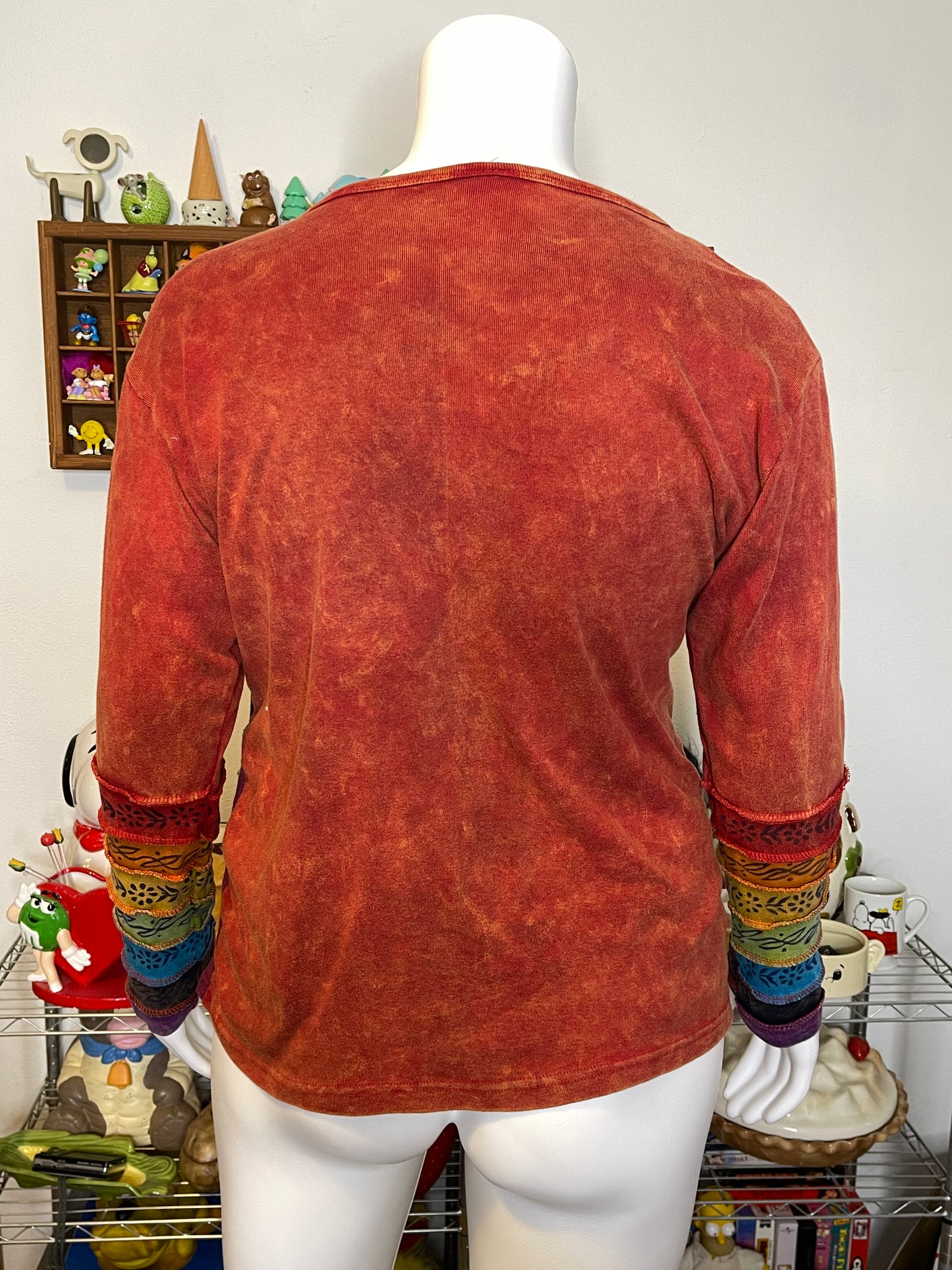 Rainbow Boho Flower Patchwork Style Long Sleeve Sz XXL
