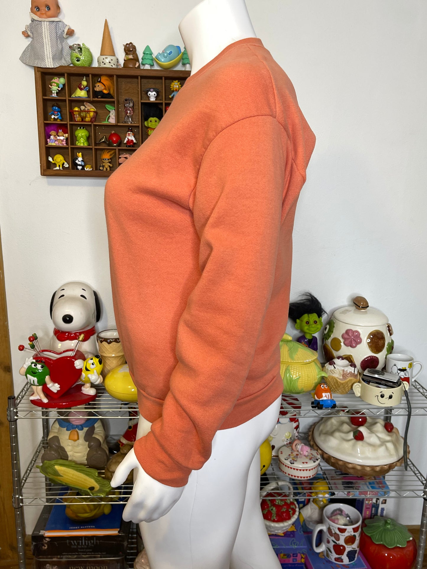 Vintage Peachy Spring Garden Tulip Patchwork Crewneck Sweater Sz L