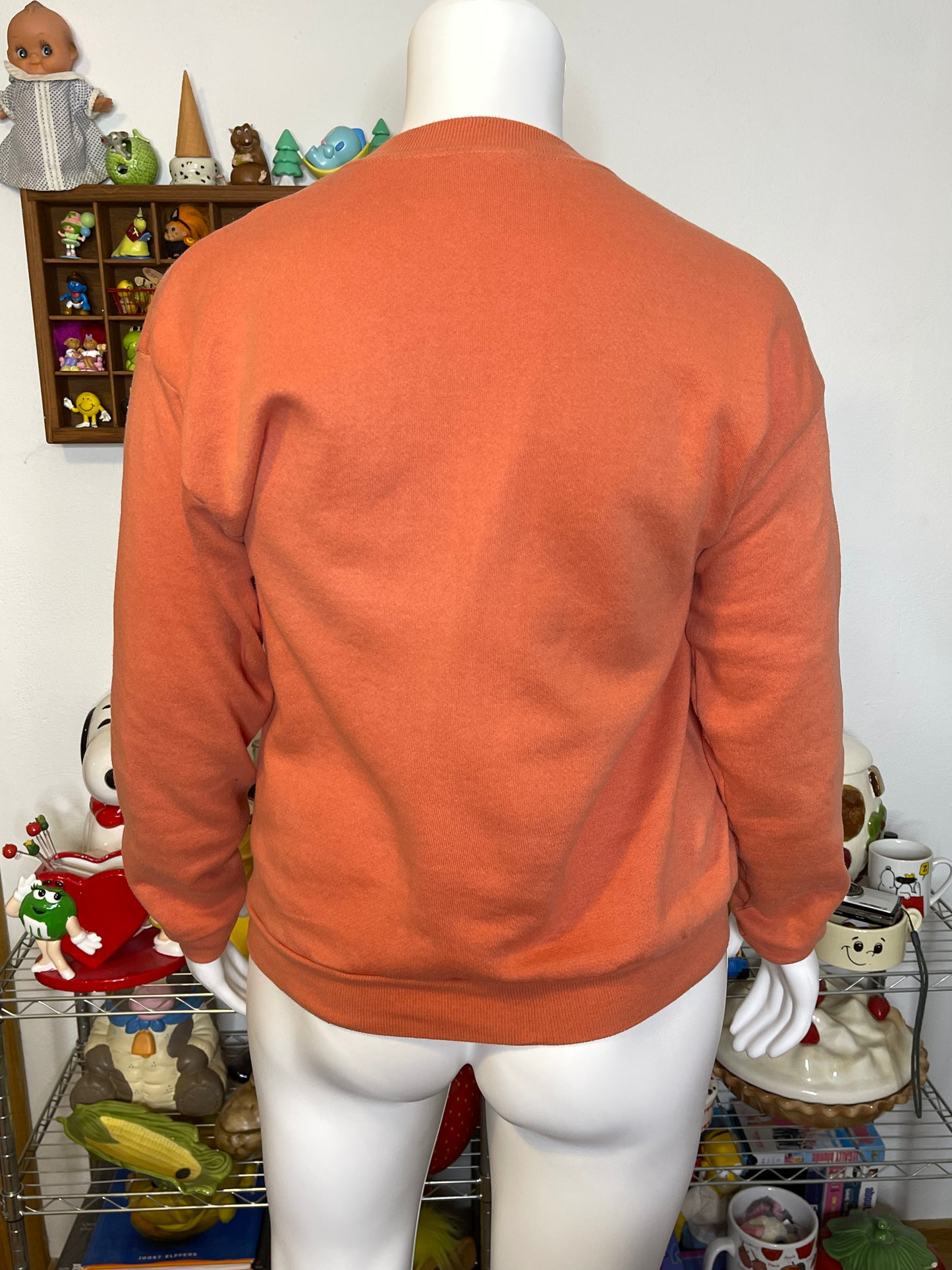 Vintage Peachy Spring Garden Tulip Patchwork Crewneck Sweater Sz L