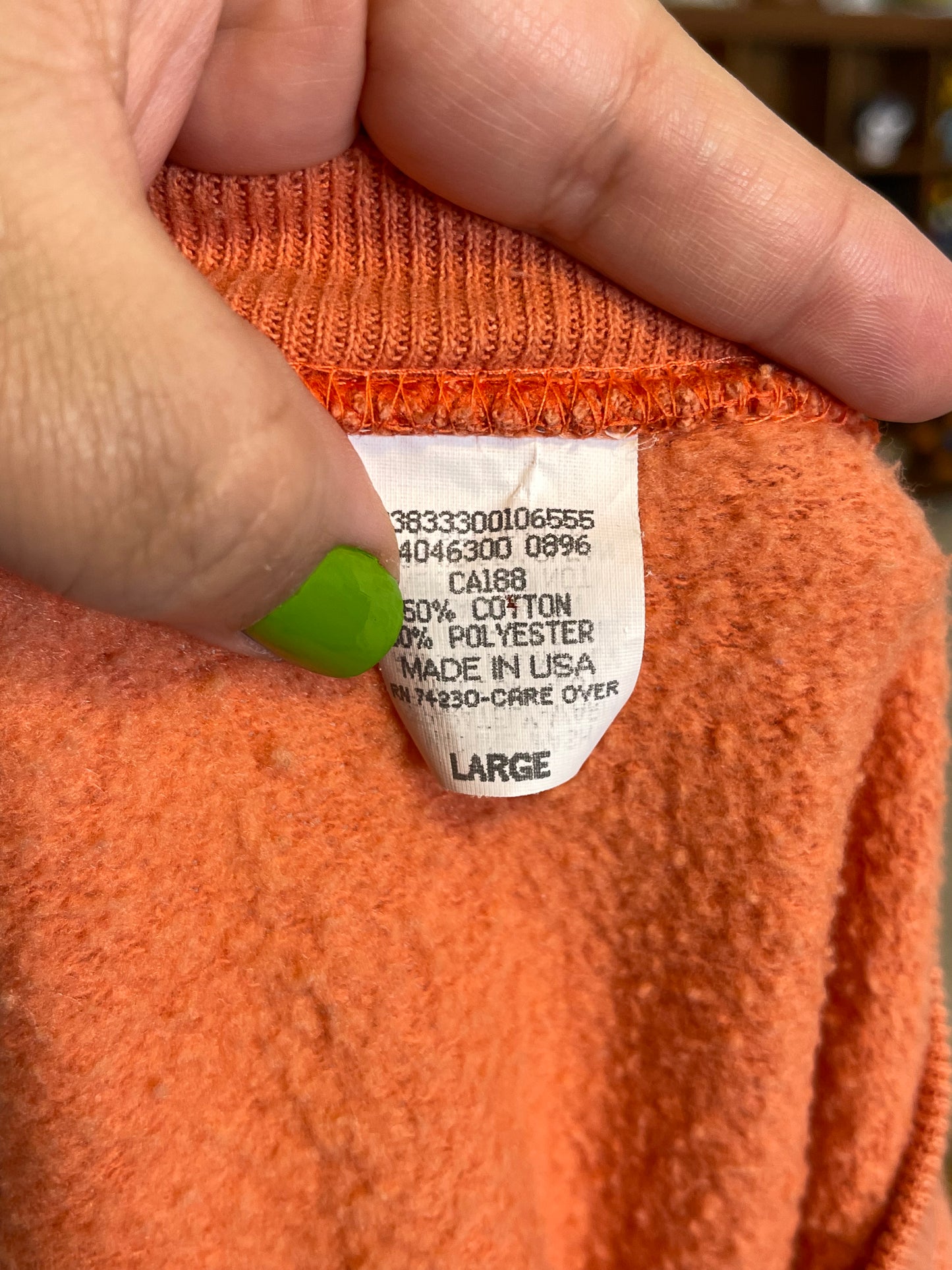 Vintage Peachy Spring Garden Tulip Patchwork Crewneck Sweater Sz L