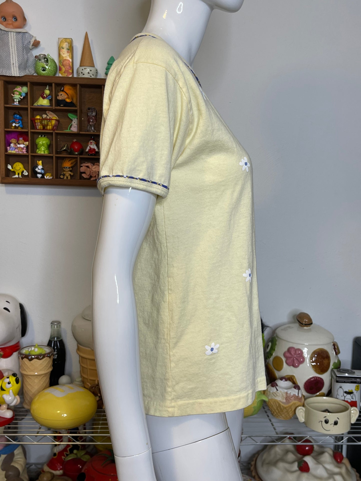 Vintage Yellow Nature Flower Bee Tee Sz M