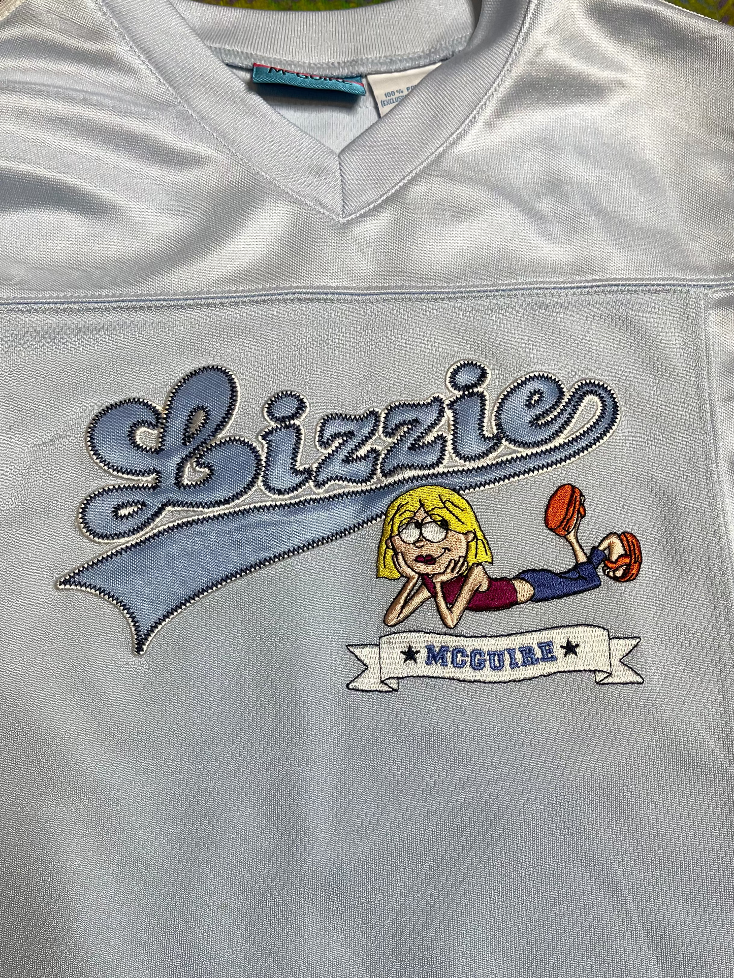 2000s Lizzie McGuire Striped Baby Blue Long Sleeve KIDS Jersey Sz 7/8