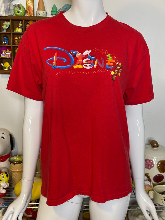 2000s Red Disney Graphic Tee Sz M/ L