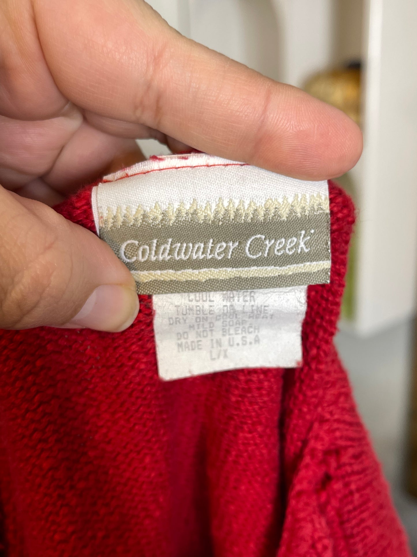 Vintage Red Heart Open Knit Cardigan Cape 3/4 Sleeve Sz L