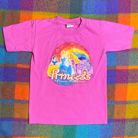 Vintage 2000s Pink Disney Princess Youth Kids Tee Sz XS (4-5)
