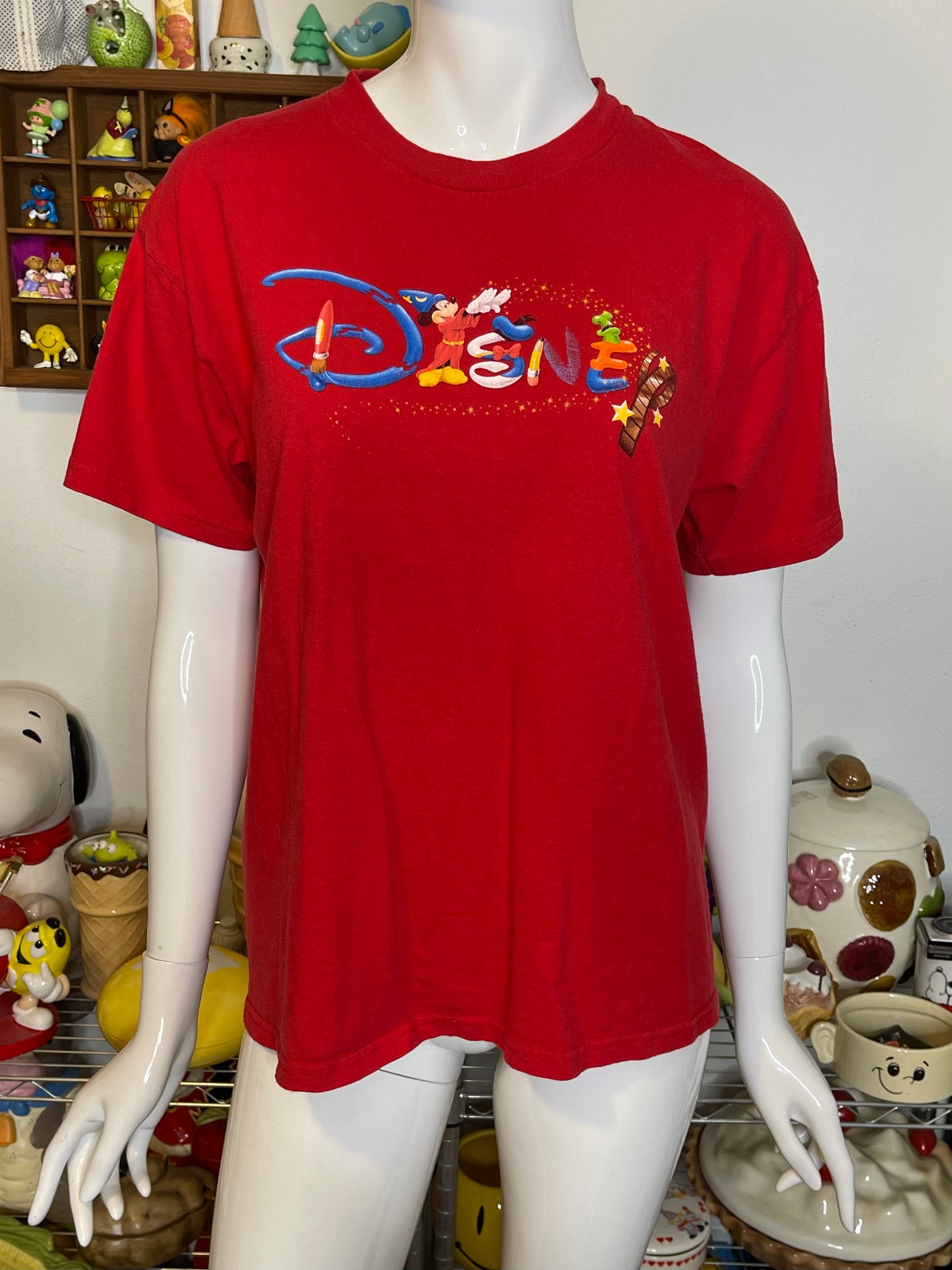 2000s Red Disney Graphic Tee Sz M/ L
