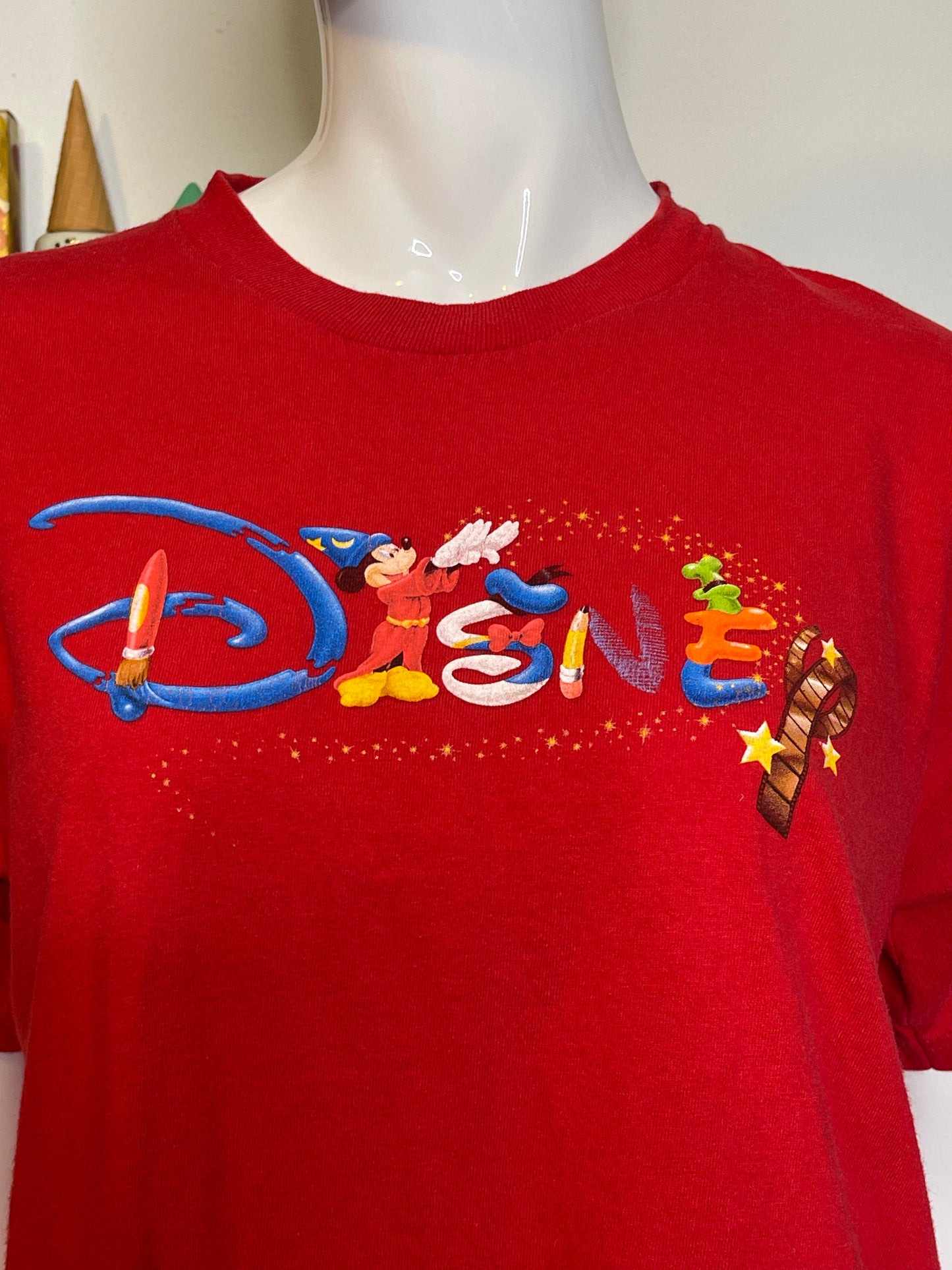 2000s Red Disney Graphic Tee Sz M/ L