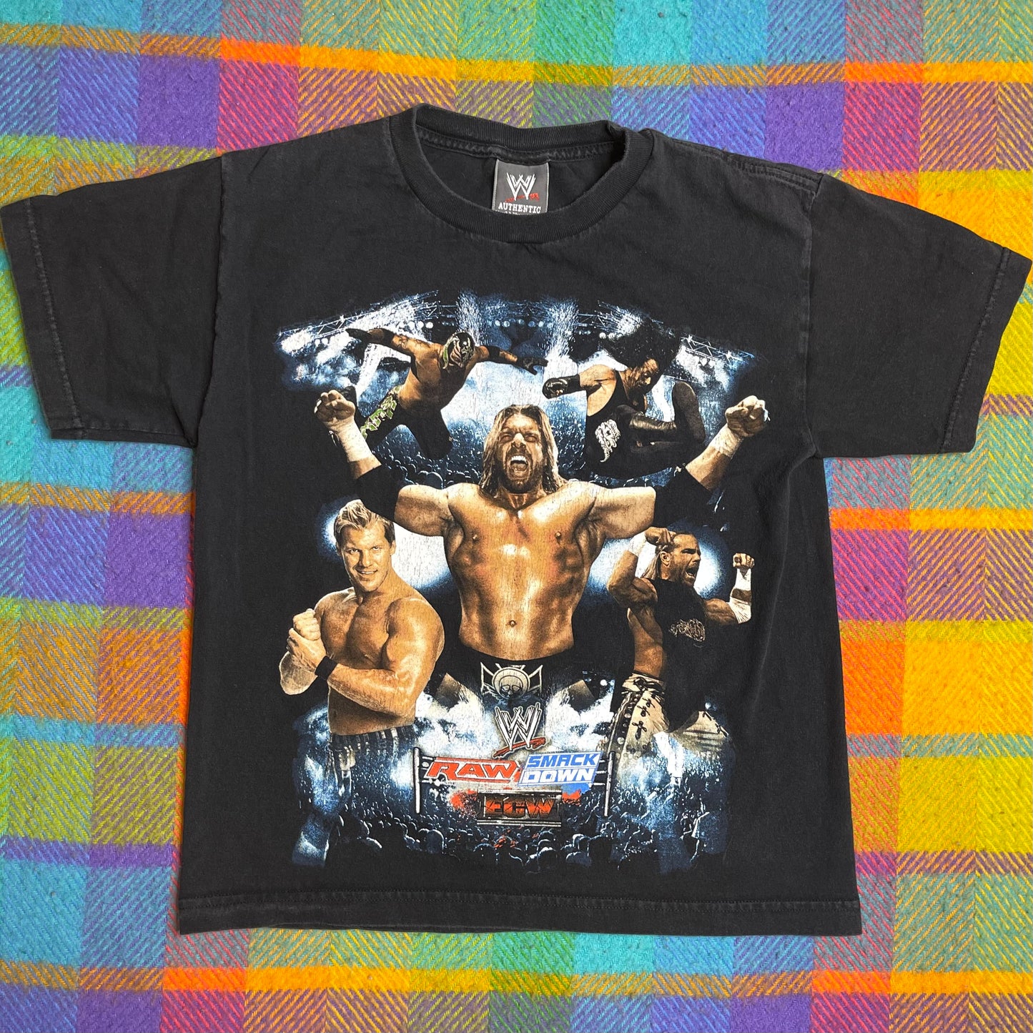 2007 WWE ECW Raw Smackdown Kids Graphic Tee Sz L