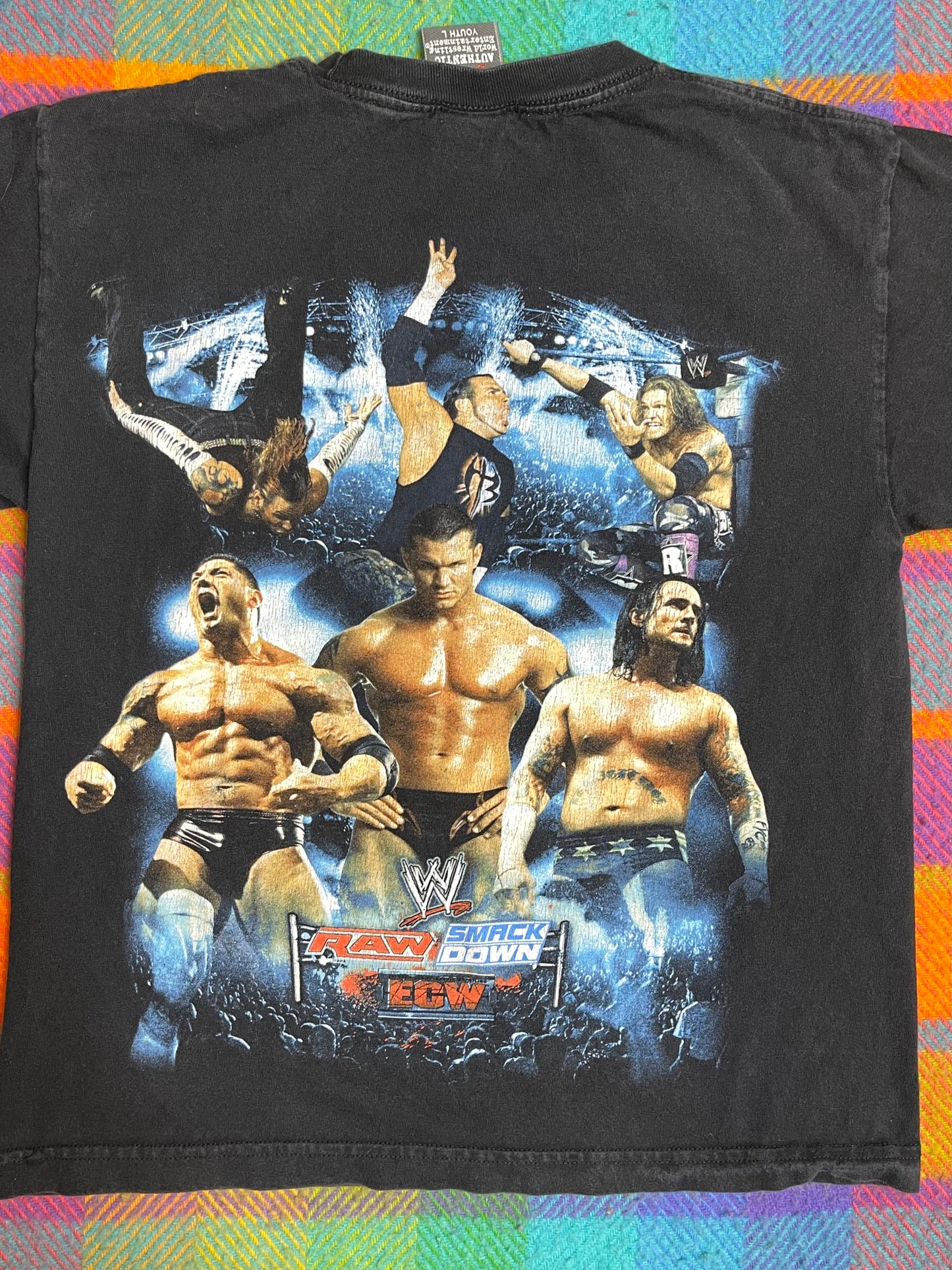 2007 WWE ECW Raw Smackdown Kids Graphic Tee Sz L