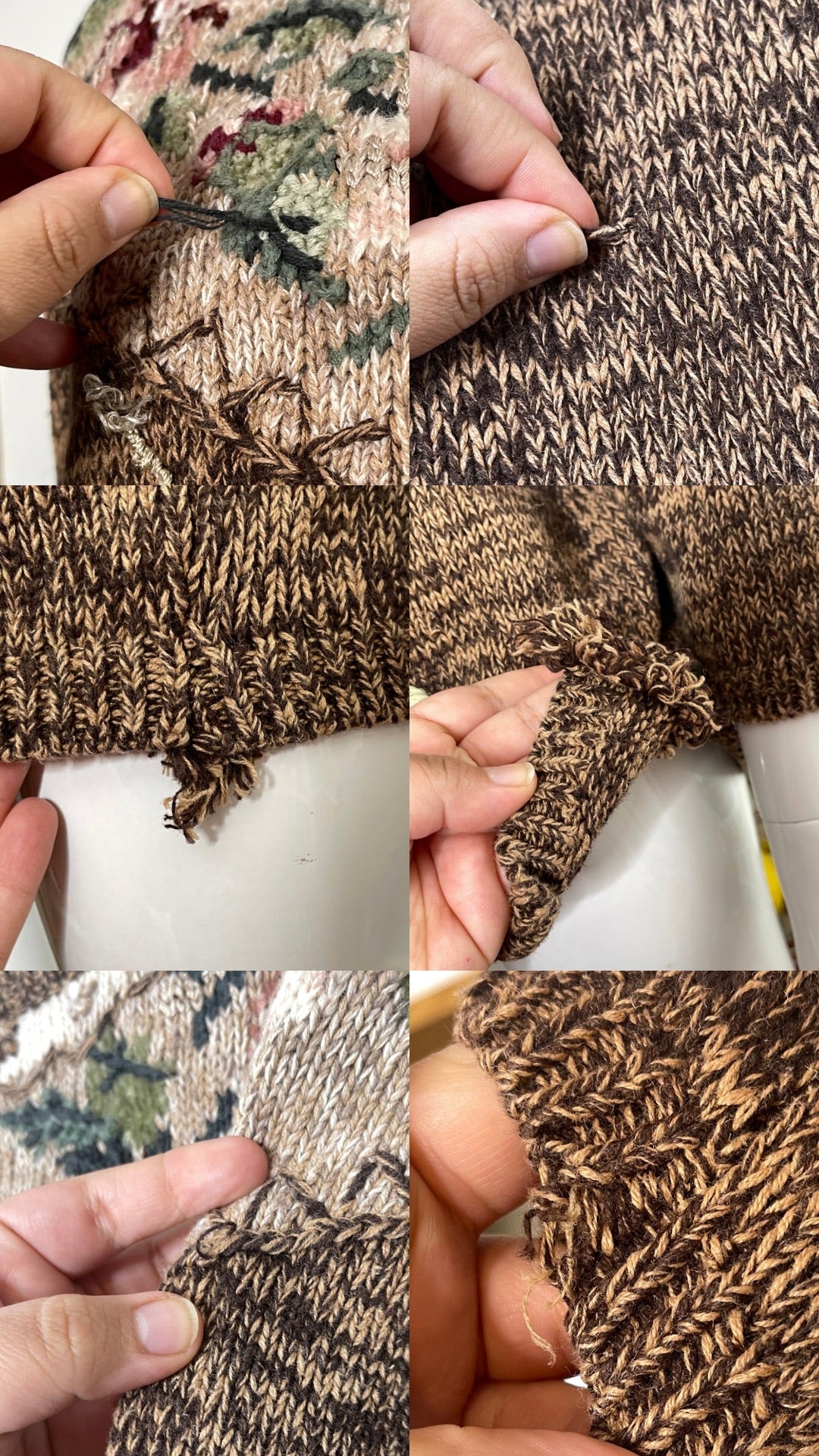 90s chunky grandma floral knit sweater sz M