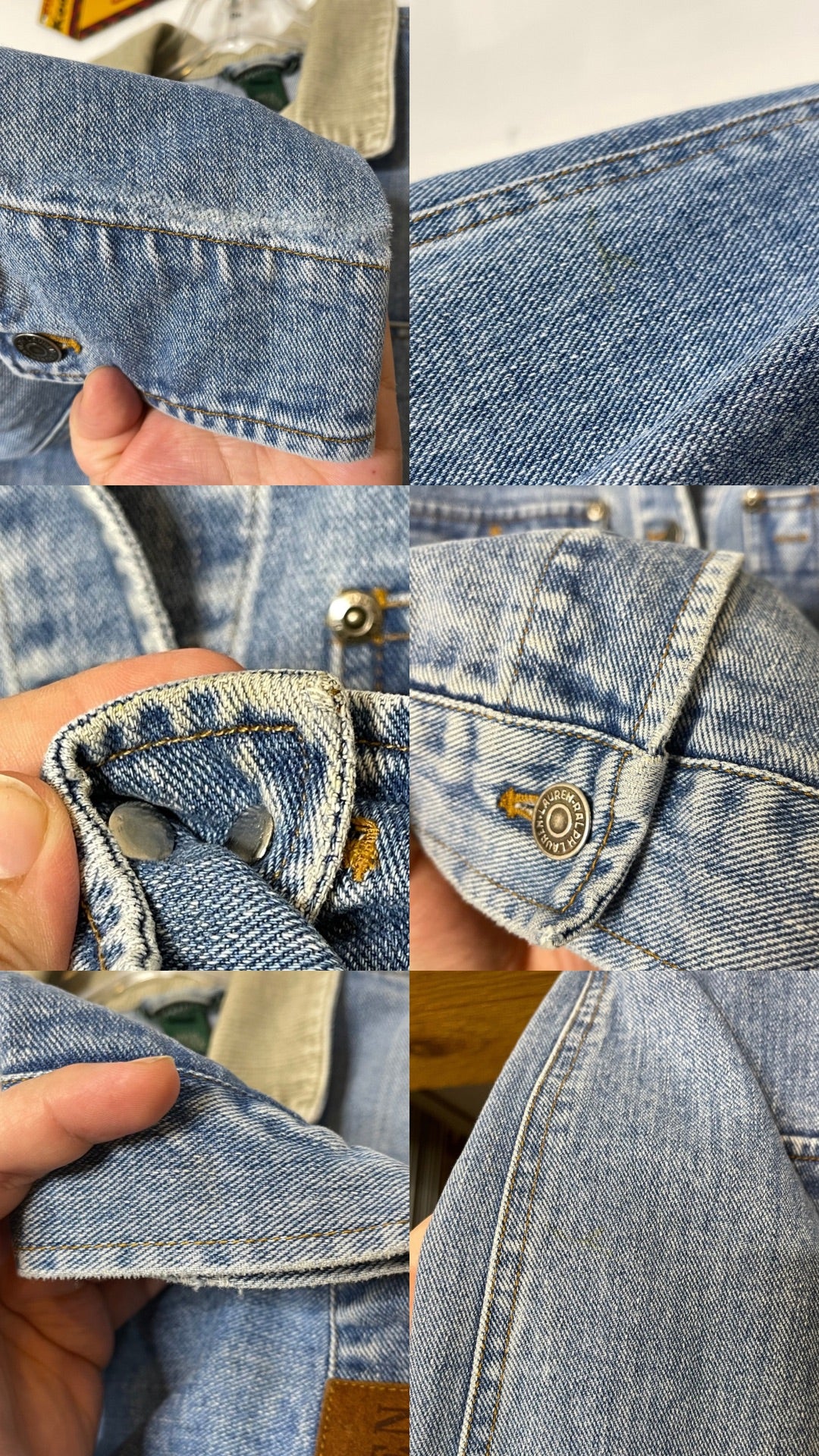 90s Ralph Lauren denim & corduroy collar jacket sz S/P