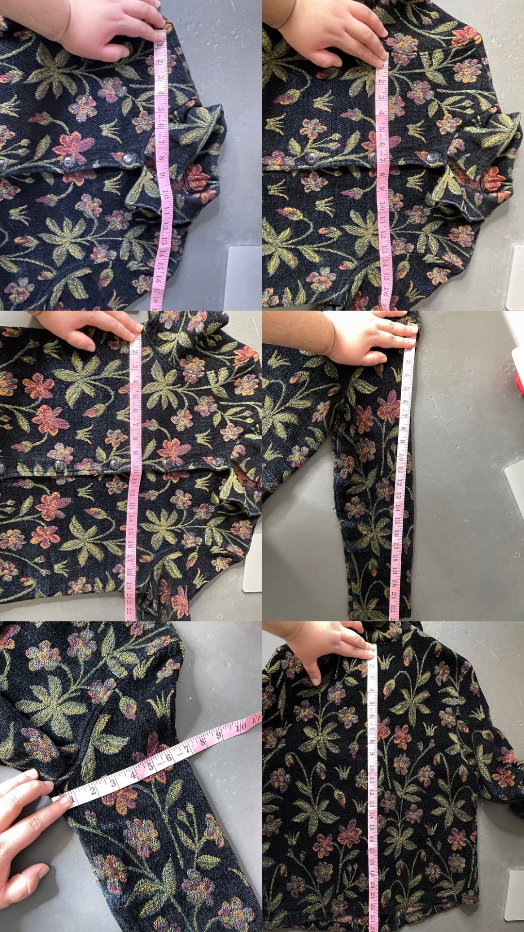 Vintage Black Floral Tapestry Chenille Jacket Sz S