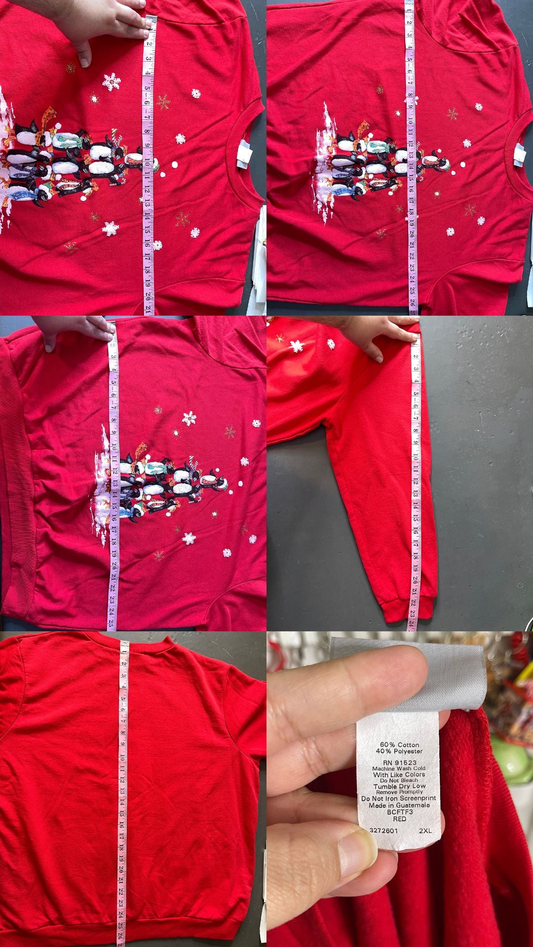 Vintage Plus Size Holiday Penguin Sweater Sz 2XL