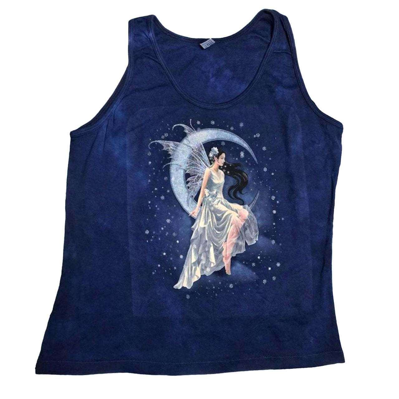 Y2K Navy blue moon fairy graphic tank top sz XL