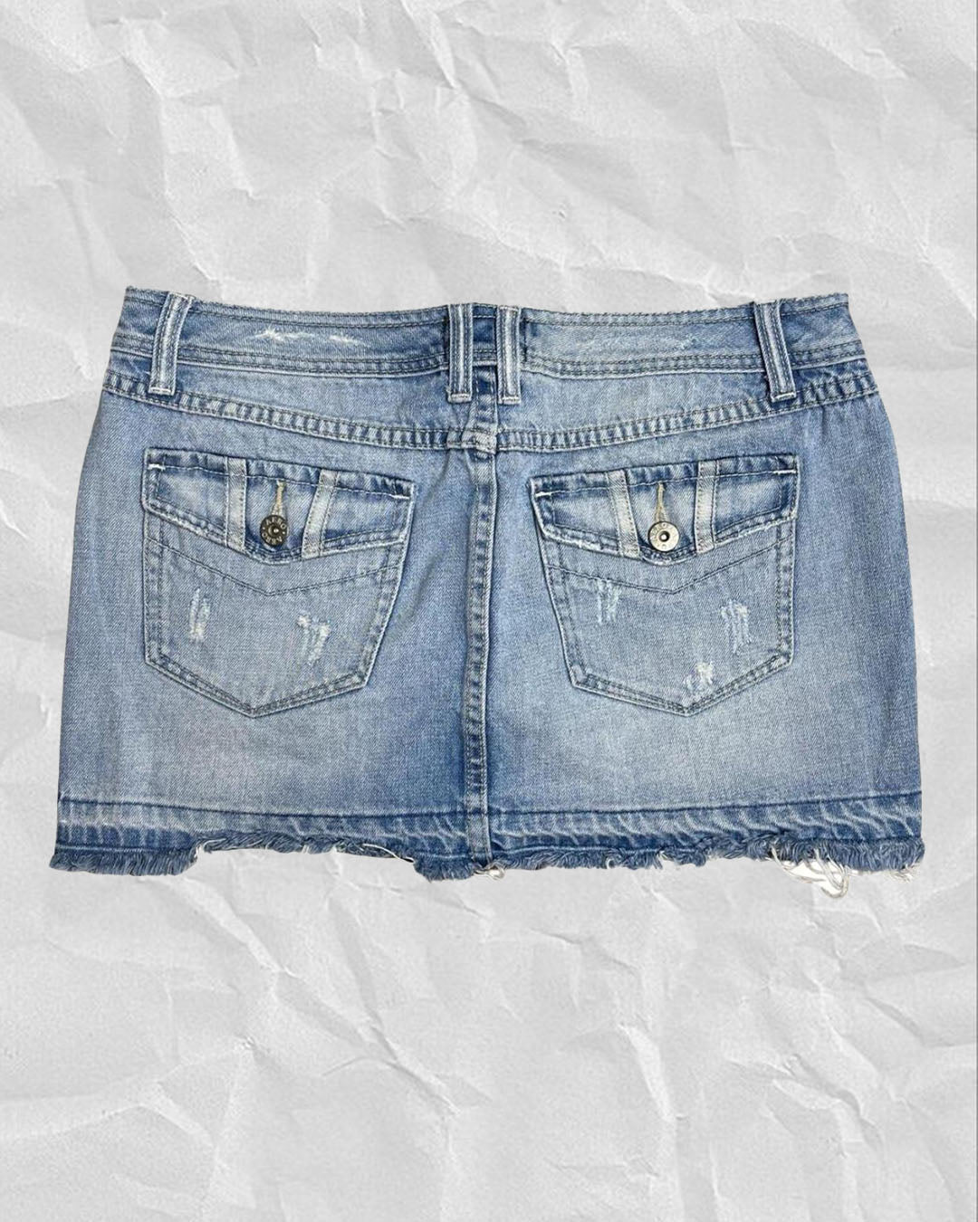 2000s Light Wash Aeropostale Distressed Denim Mini Skirt Sz 5/6