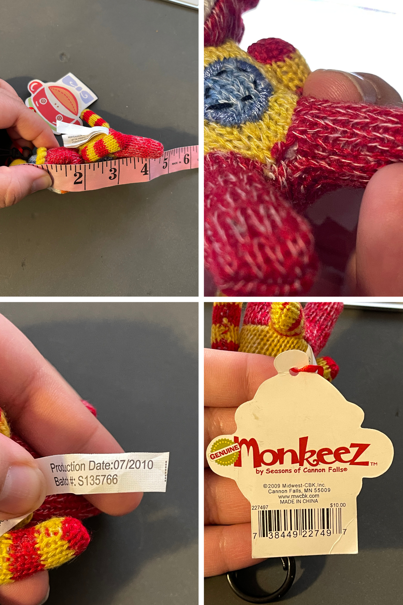 2000s Deadstock Sock Monkey Plush Keychain