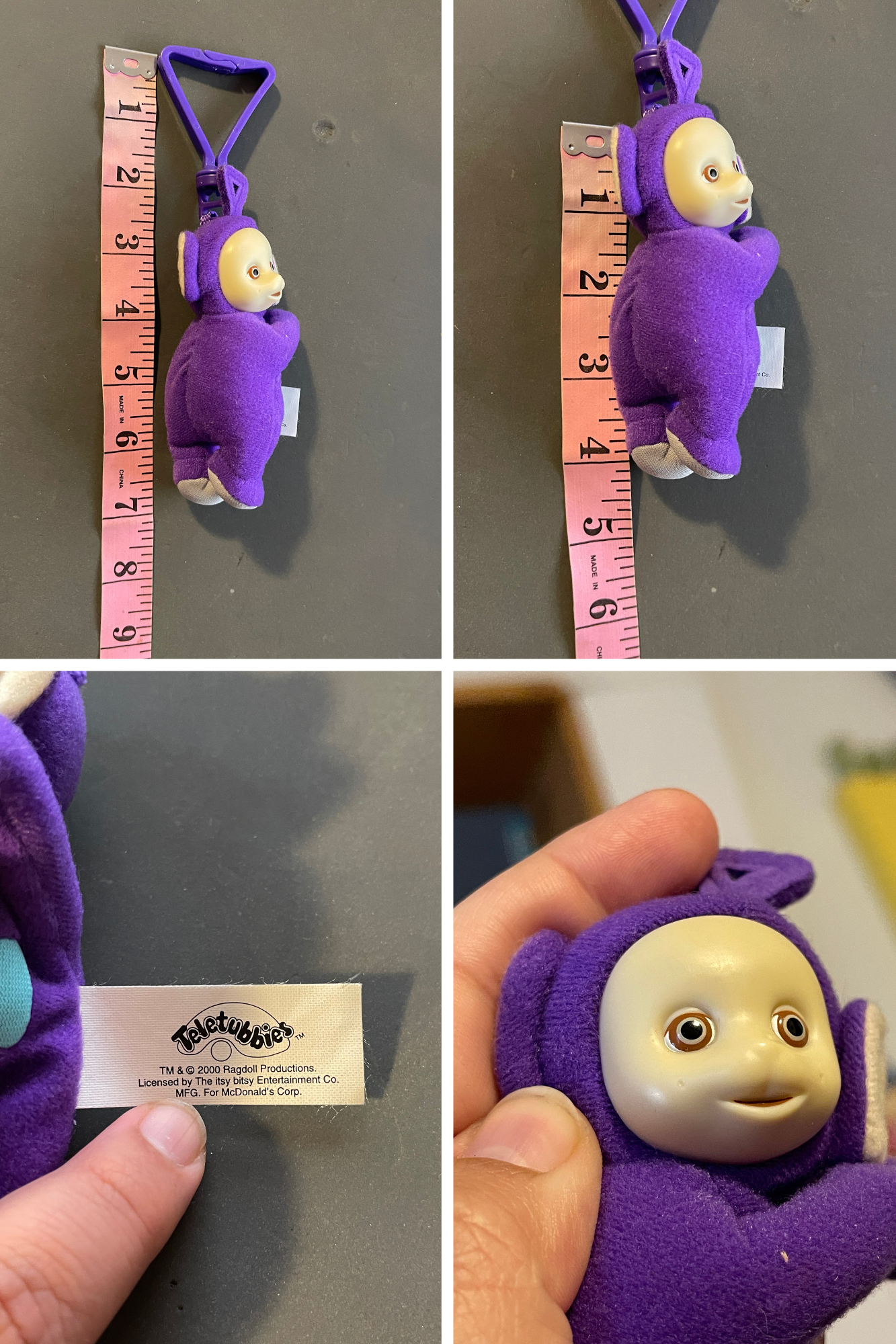 Vintage 2000s Purple Tinky Winky Teletubbies Plush Keychain