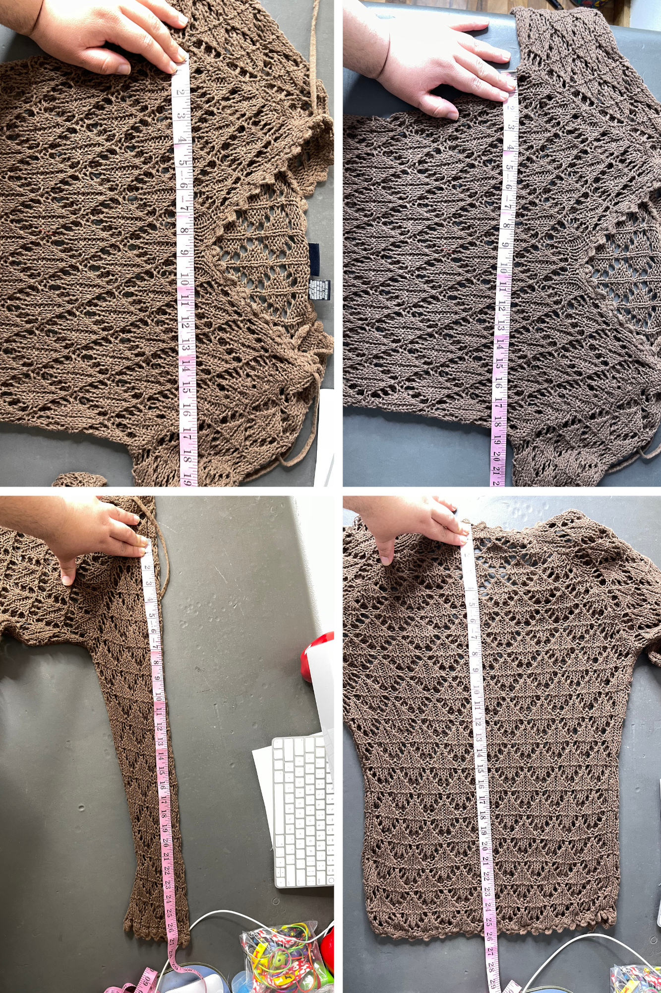 2000s Chocolate Brown Crochet Layering Top Sz L/XL