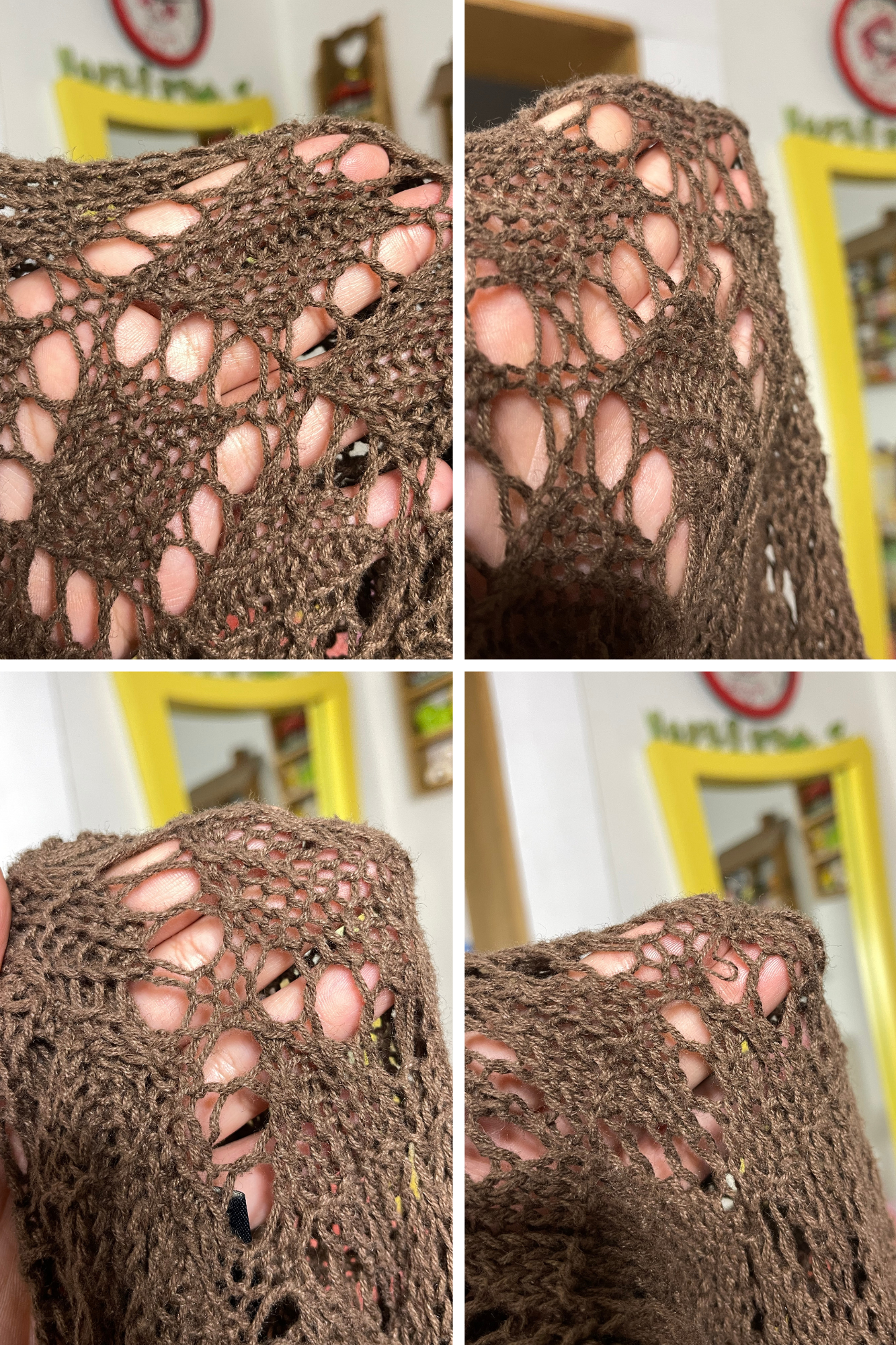 2000s Chocolate Brown Crochet Layering Top Sz L/XL
