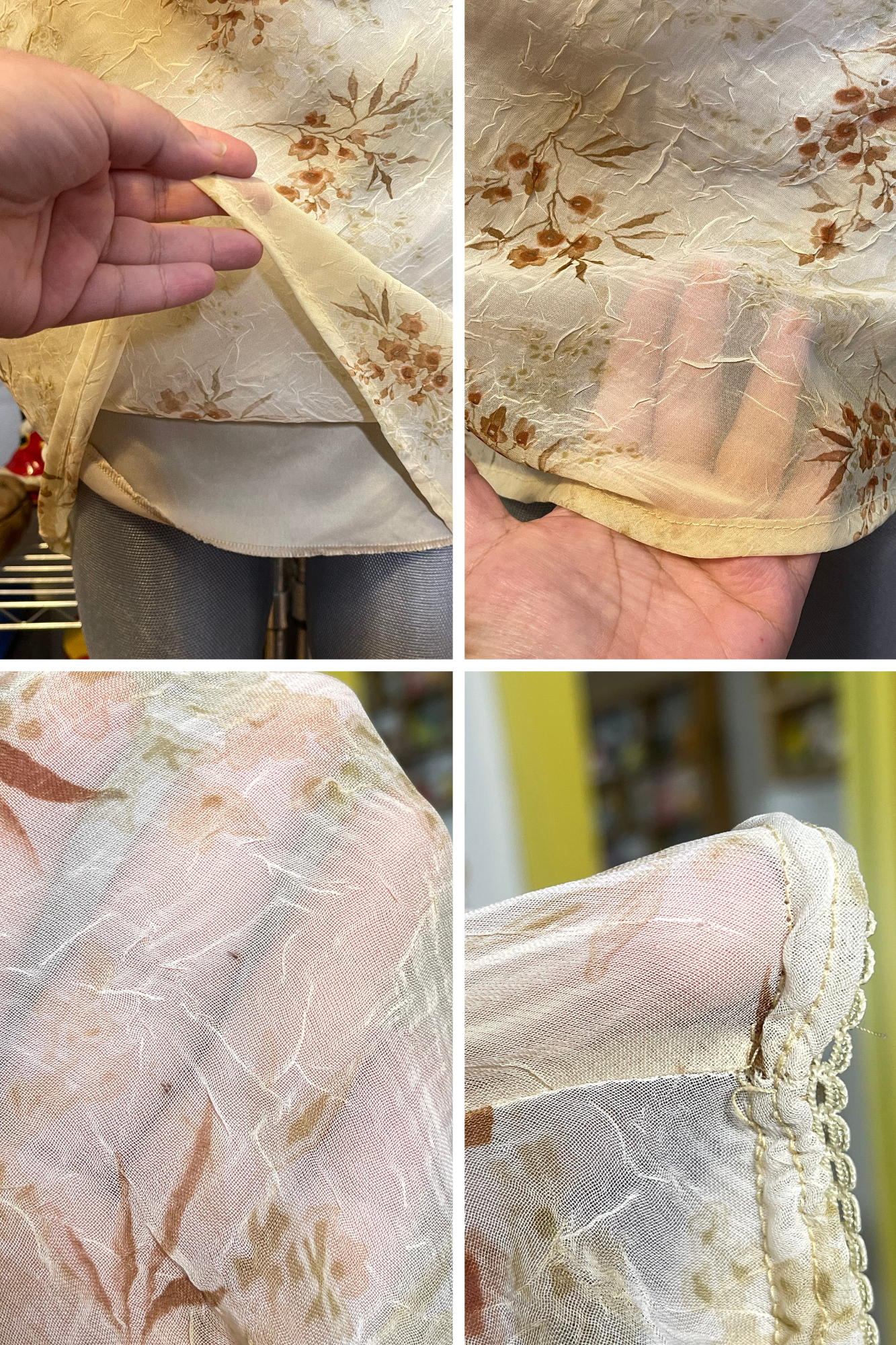 Vintage 2000s Floral Crinkly Texture Midi Skirt Sz M