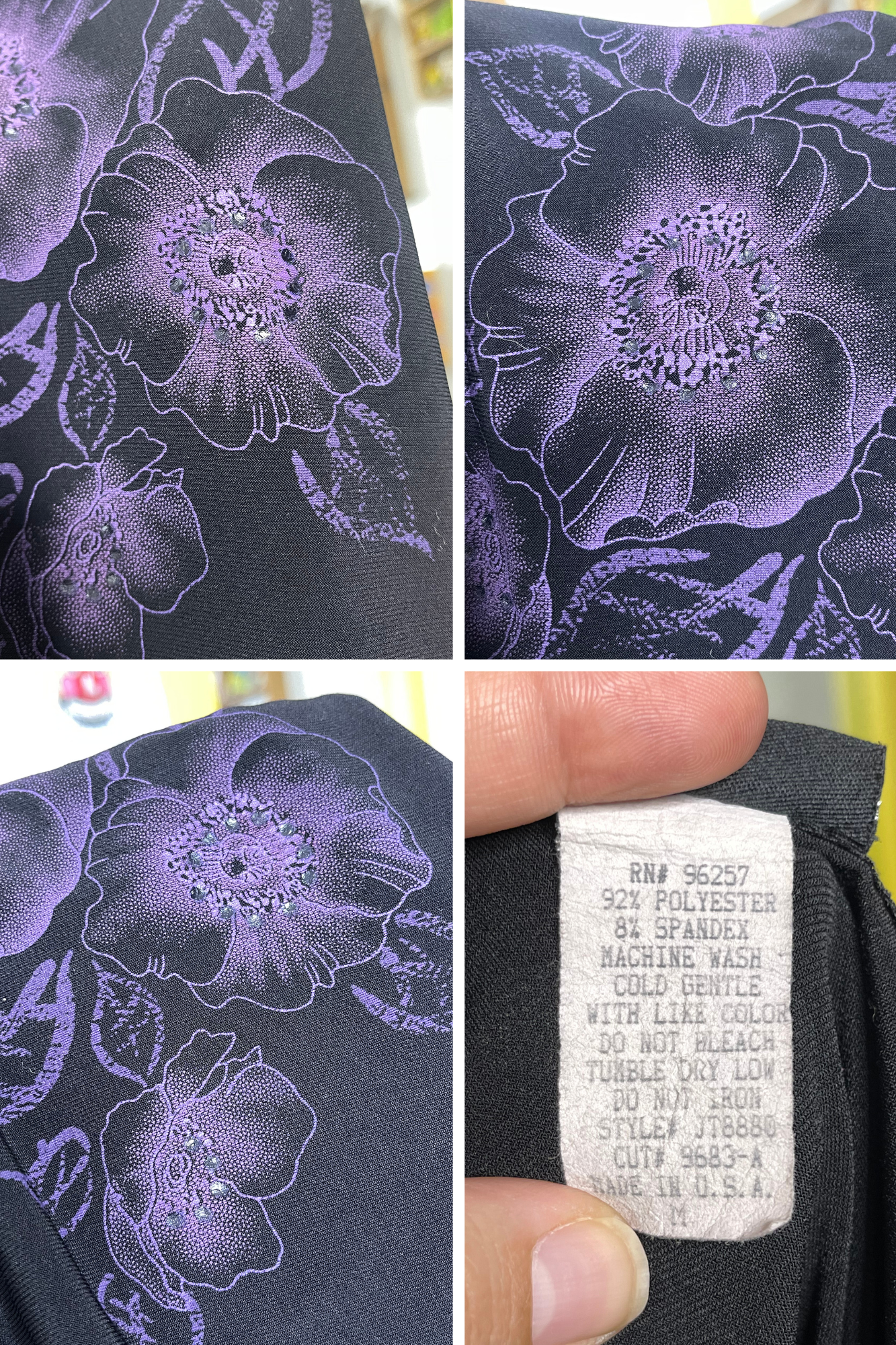 Y2k Black Slinky Pink Flower Lace Cami Top Sz M