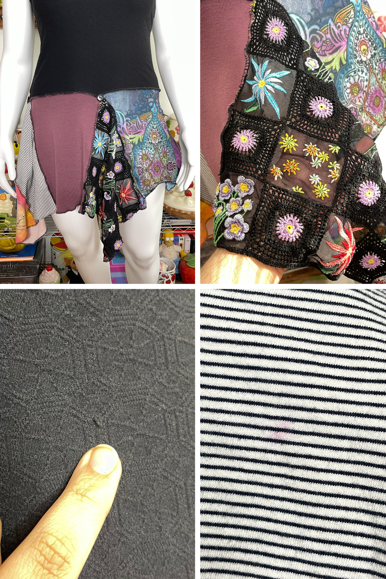 Whimsy Patchwork DIY Style Tunic Dress Sz L/XL