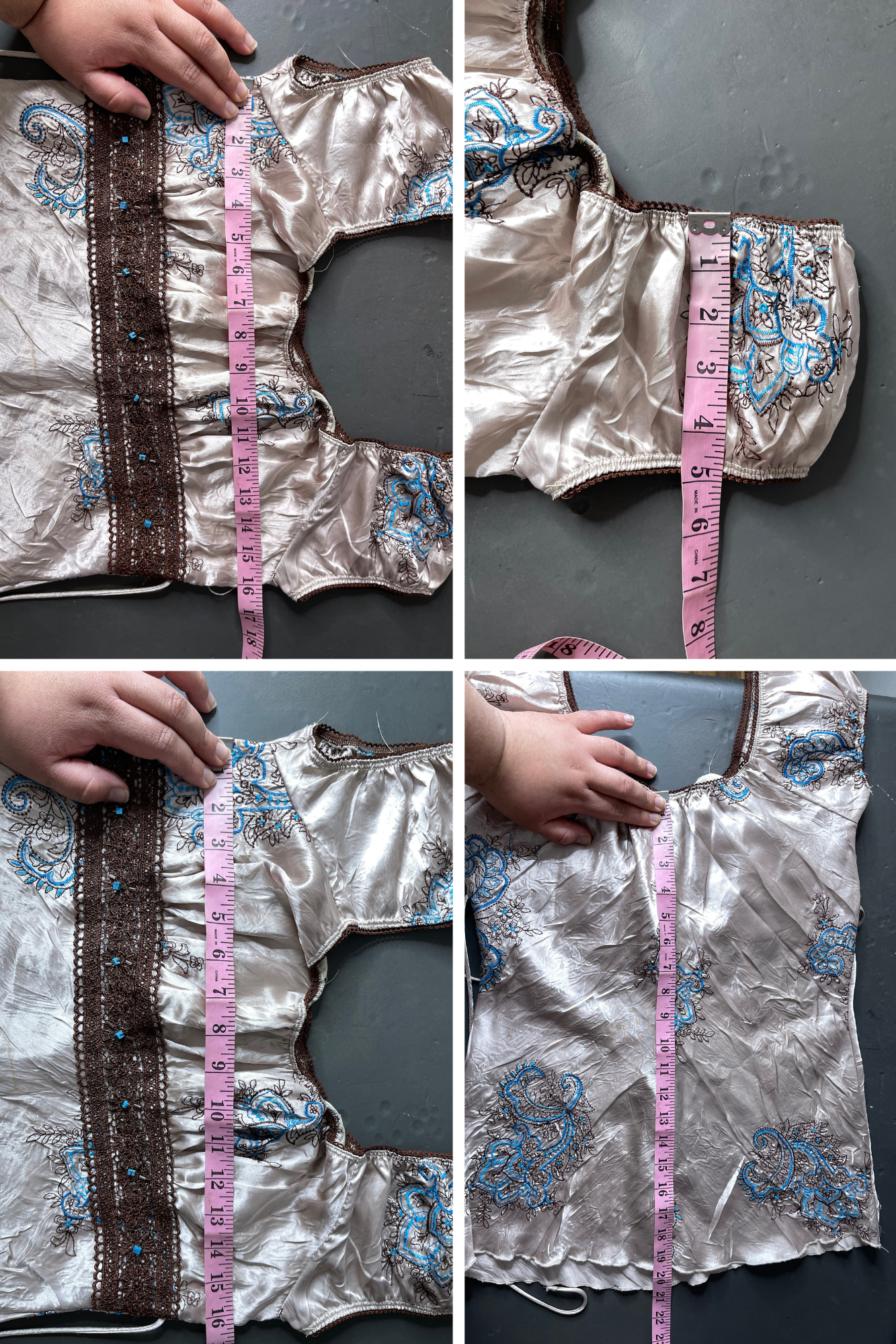 Y2K Crinkly Paisley Fairy Beaded Milkmaid Top Sz S/M