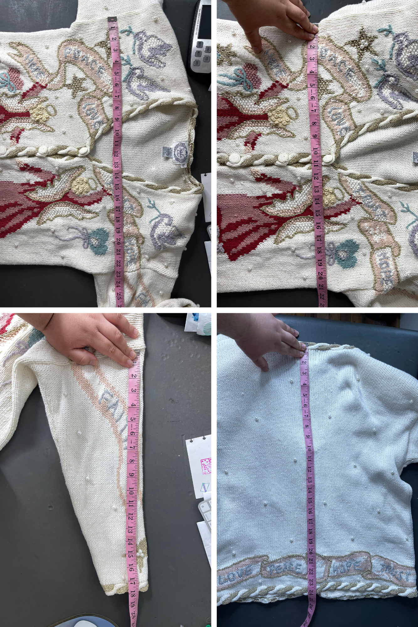 Vintage 90s Holiday Angels Love Bows Oversized Knit Cardigan Sz L