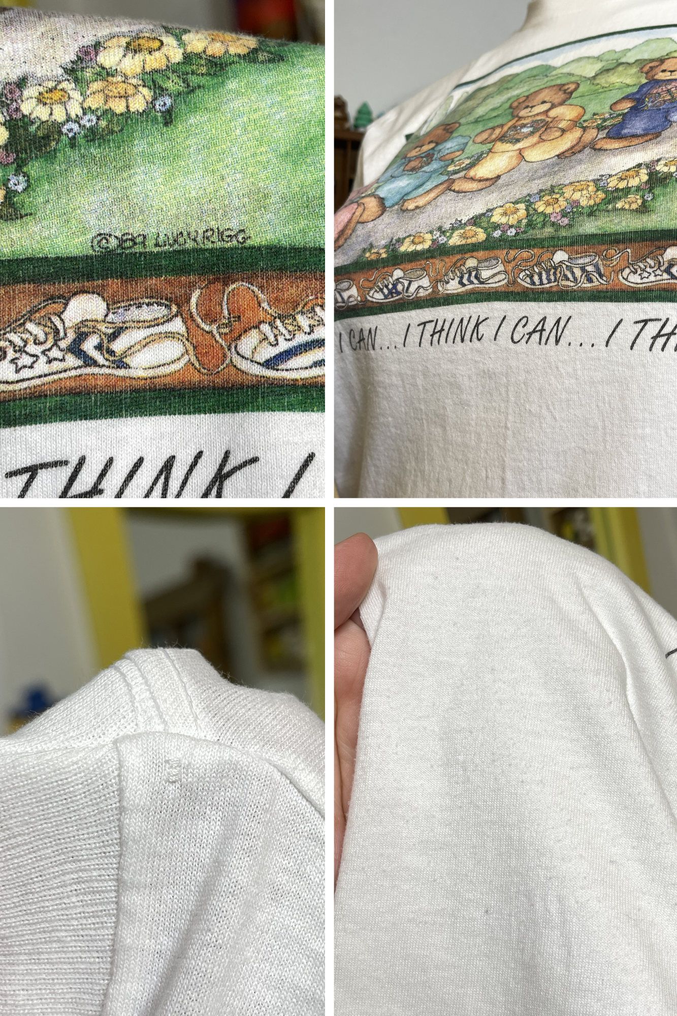 Vintage 80s Jogging Teddy Bears Graphic Tee Sz L