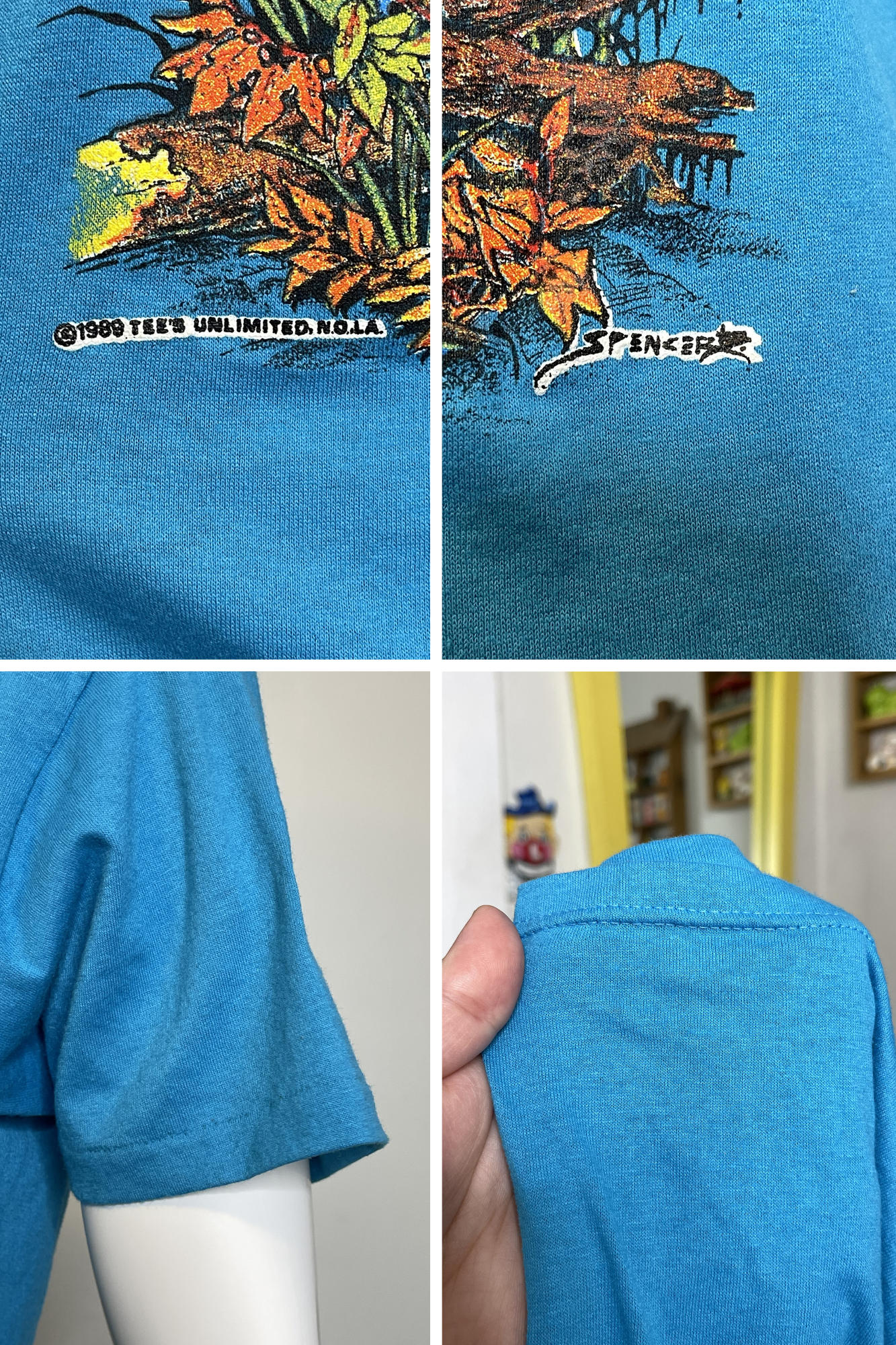 Vintage 80s Illinois Deer Blue Graphic Tee Sz S