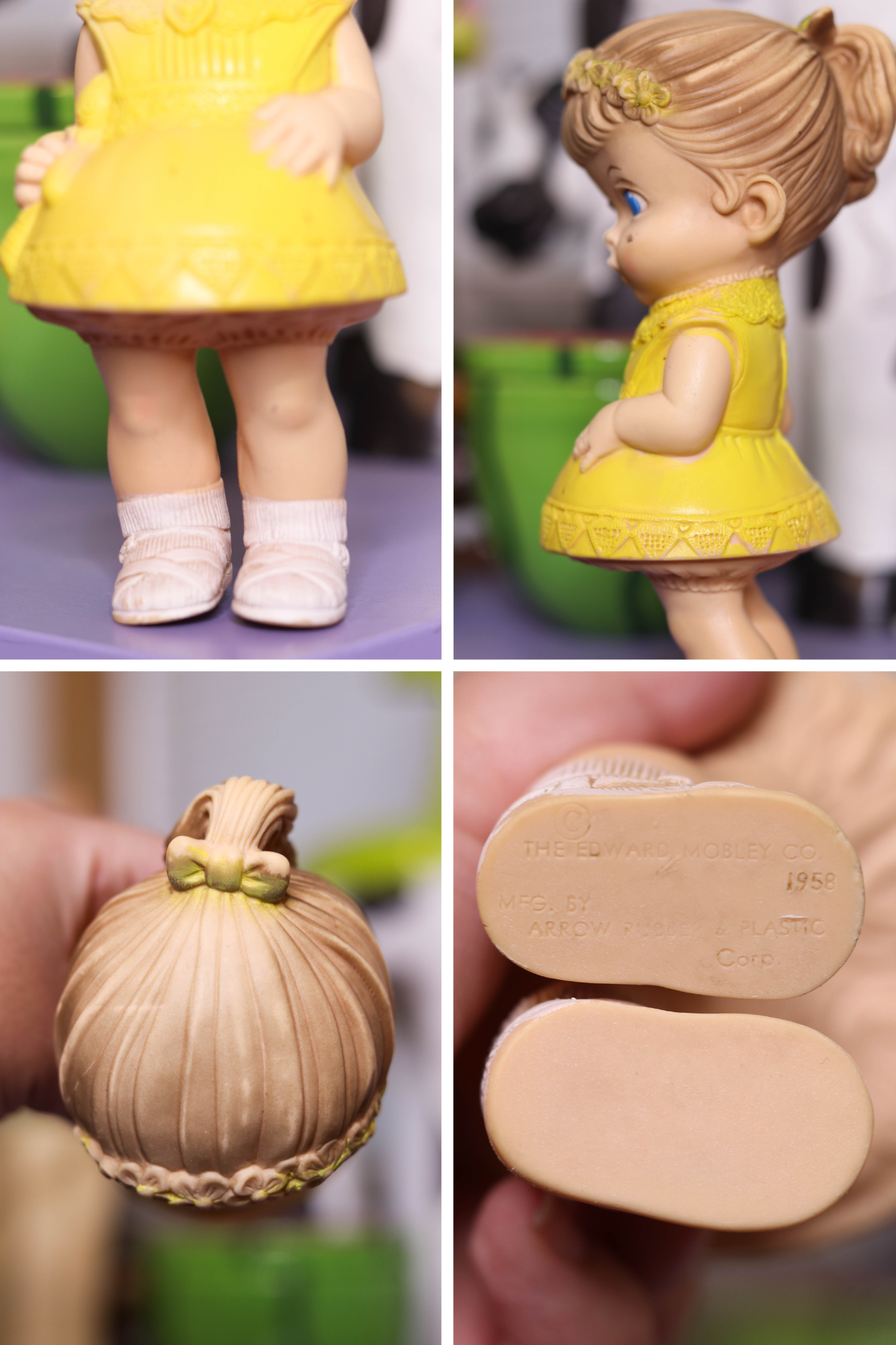 Vintage 1950's Yellow Dress Girl Doll Squeak Toy
