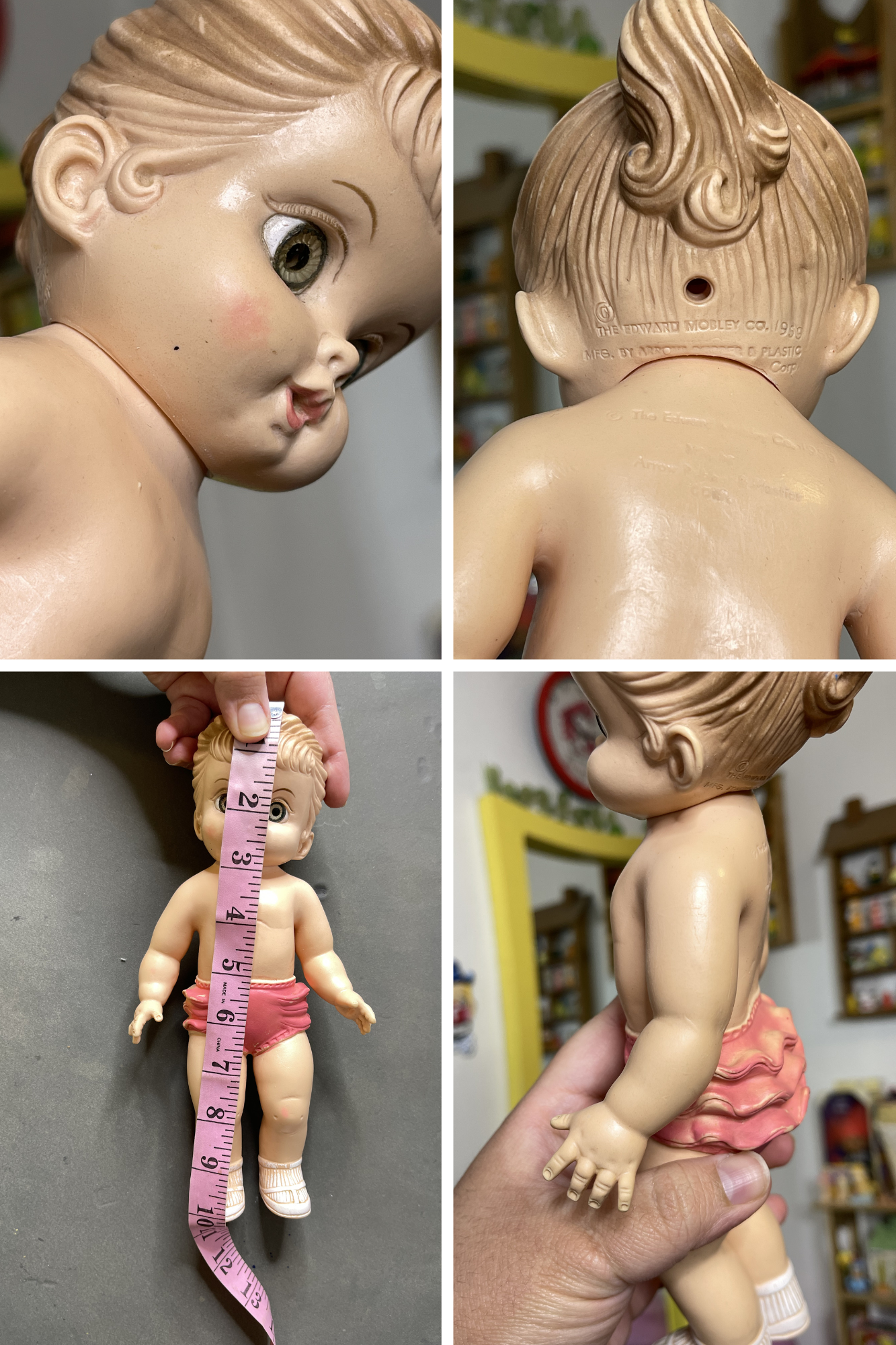 Vintage 1950's Real Eye Baby Squeak Doll Toy