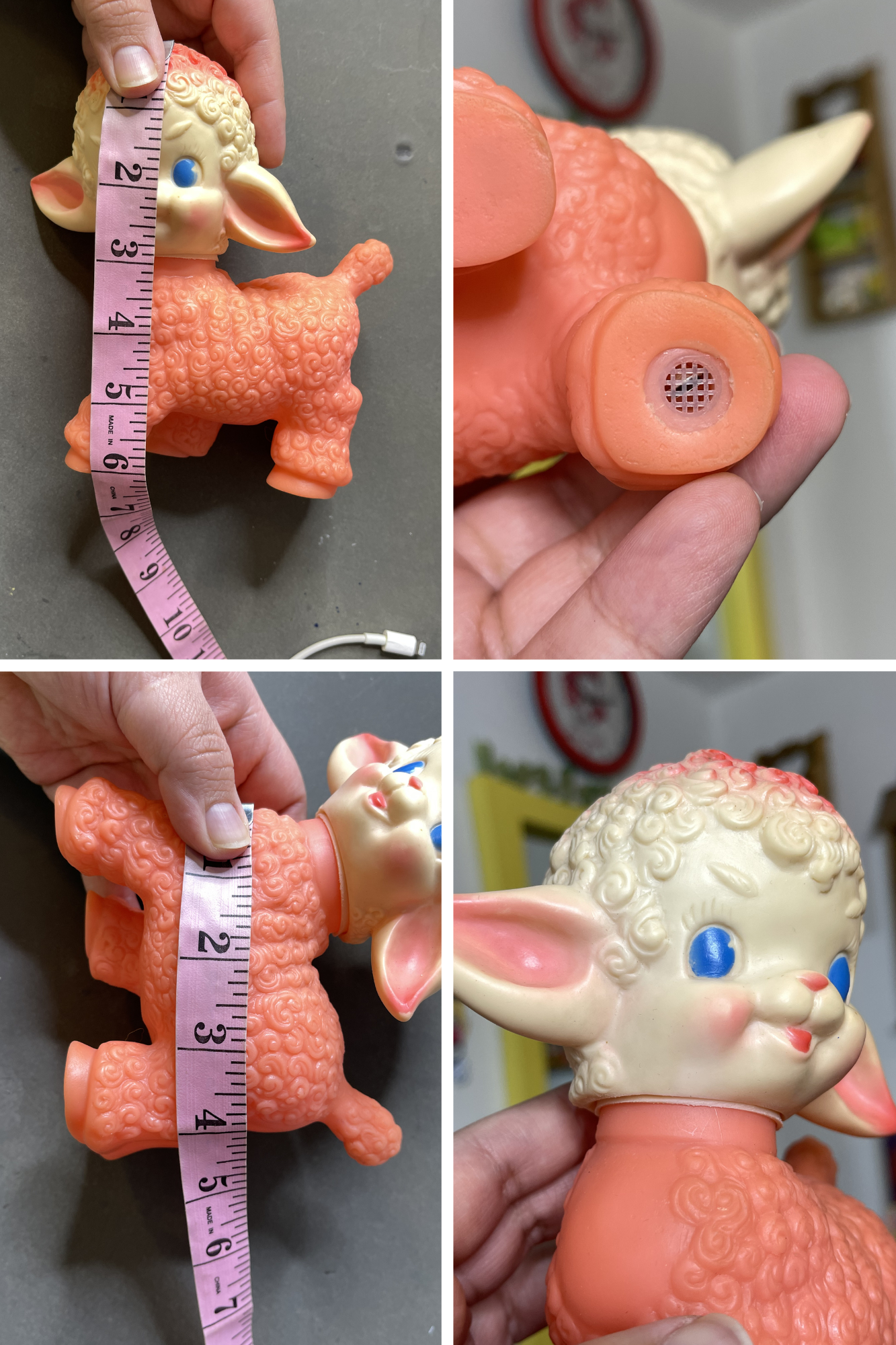 Vintage 1950's Pink Lamb Squeak Toy