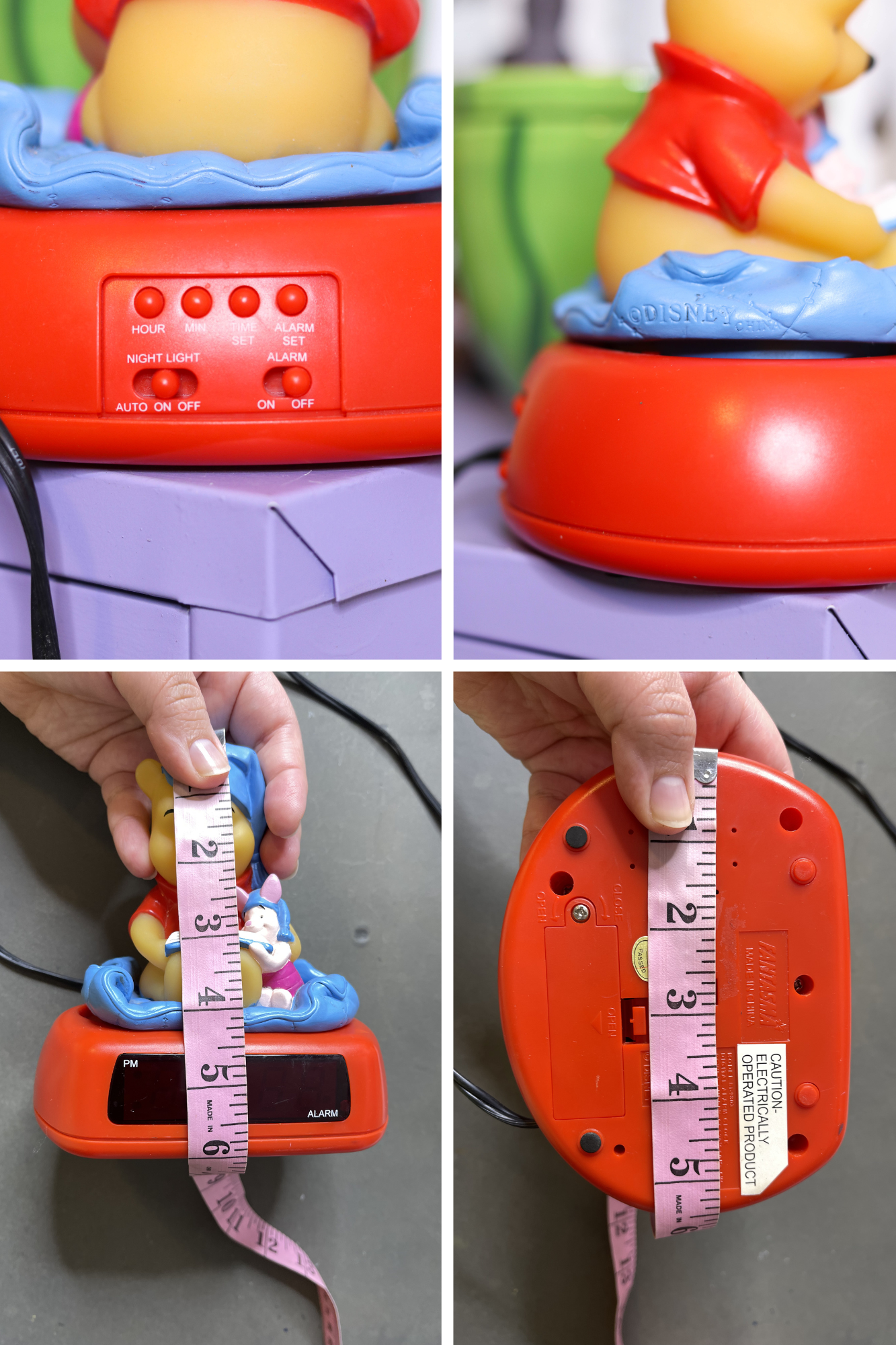 Vintage Winnie The Pooh & Piglet Bedtime Alarm Clock + Night Light