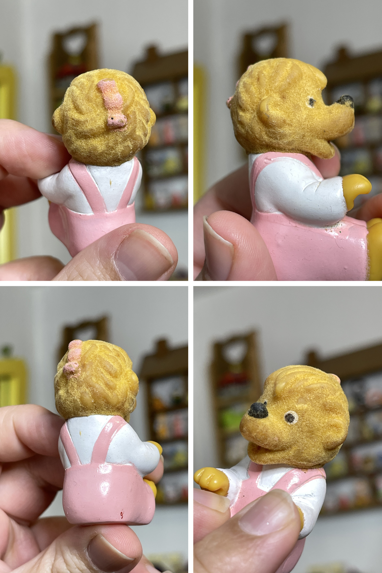 Vintage 80s The Berenstain Bears Flocked Trinket Toy Set 4pc